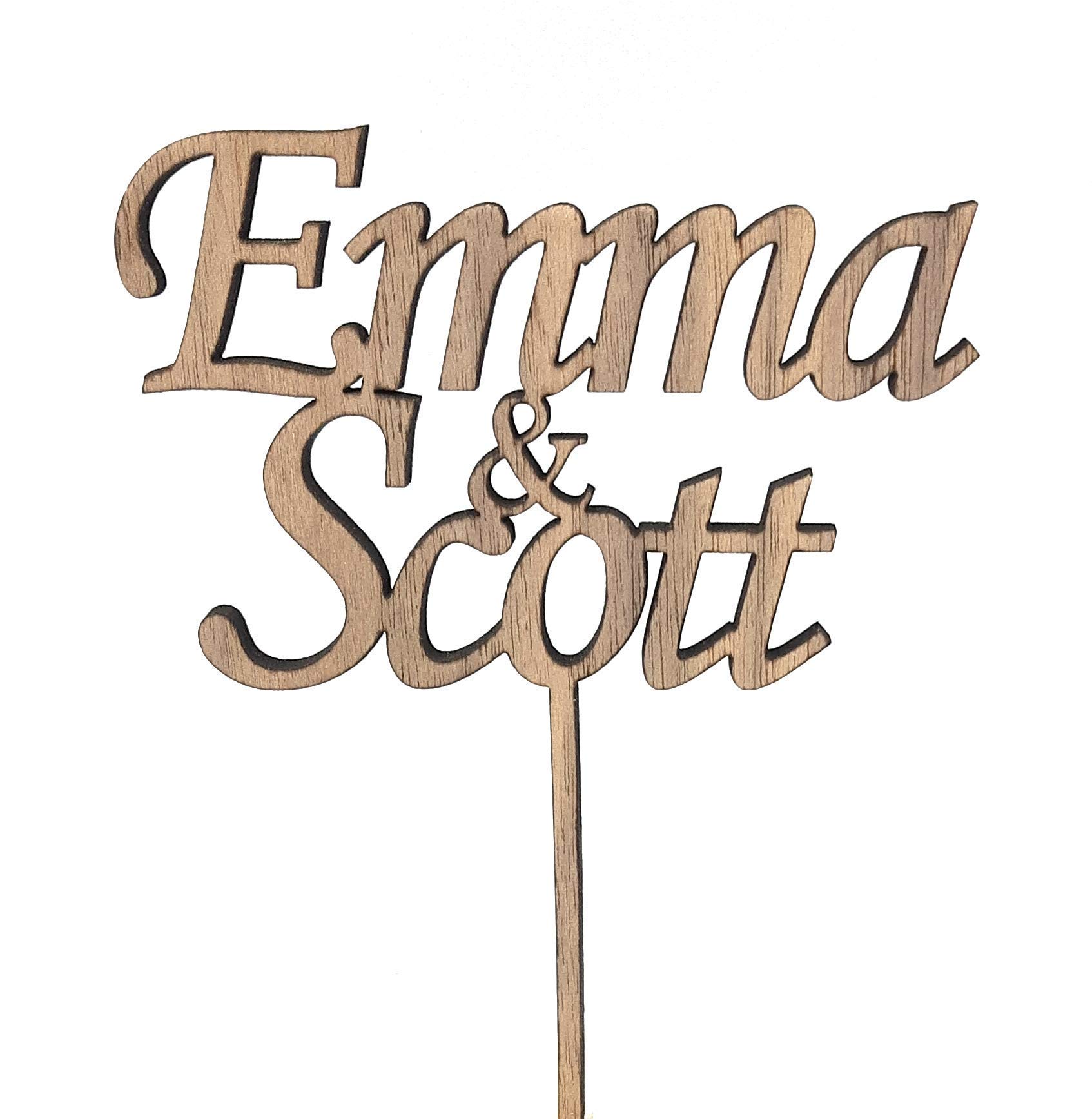 Custom Wedding Cake Topper - Rustic Wooden Cake Topper with Personalized Names - Perfect for Weddings, Anniversaries & Special Celebrations