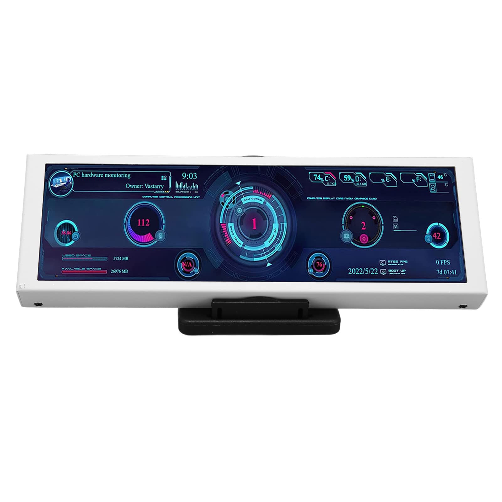 Goshyda 7.9 Inch IPS Display PC CPU Data Monitor - Customizable Theme Editor, Multi-Function GPU RAM Performance Monitor for Gaming PC Setup & Streaming Studio