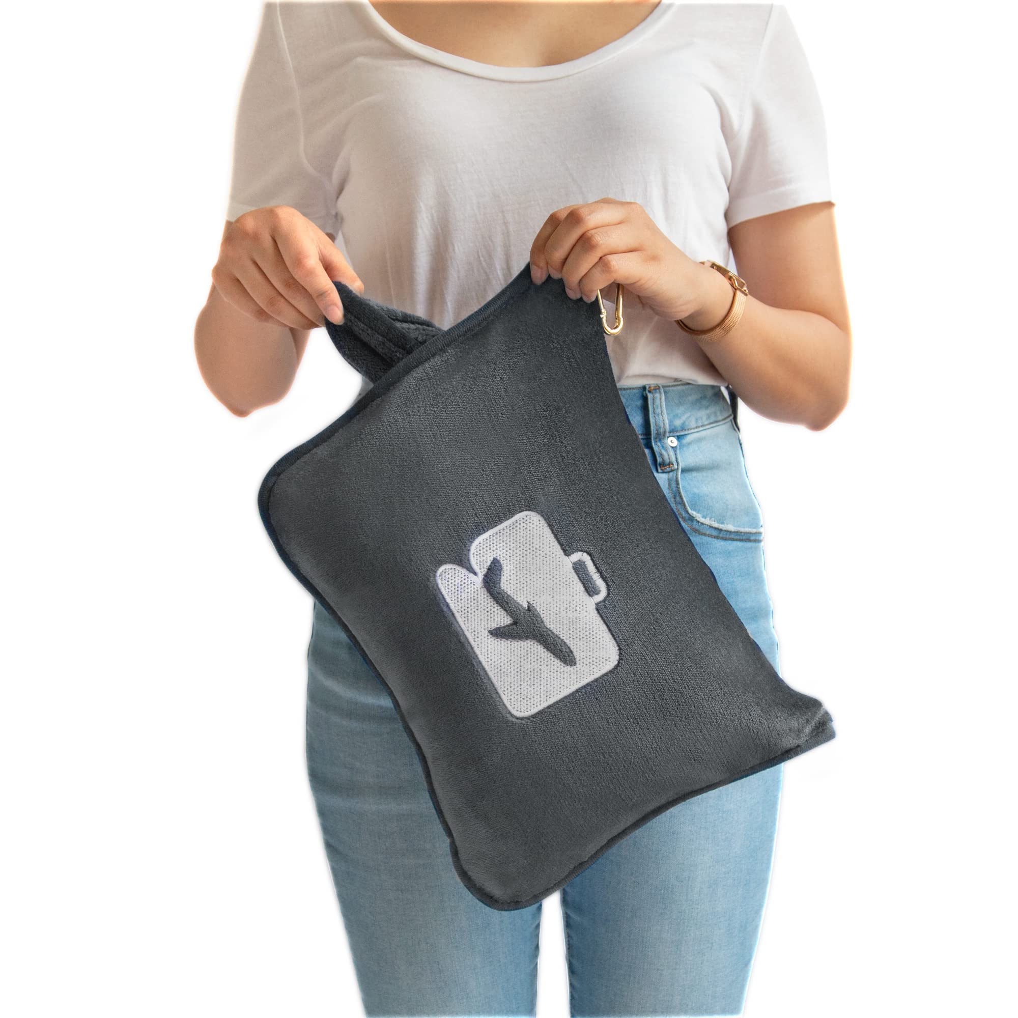 EverSnug Ultra Soft Travel Blanket and Pillow Set - Compact Airplane Essentials with Carry Case for Women & Kids (Burgundy & Grey) | Perfect for Flights, Road Trips & Camping Adventures