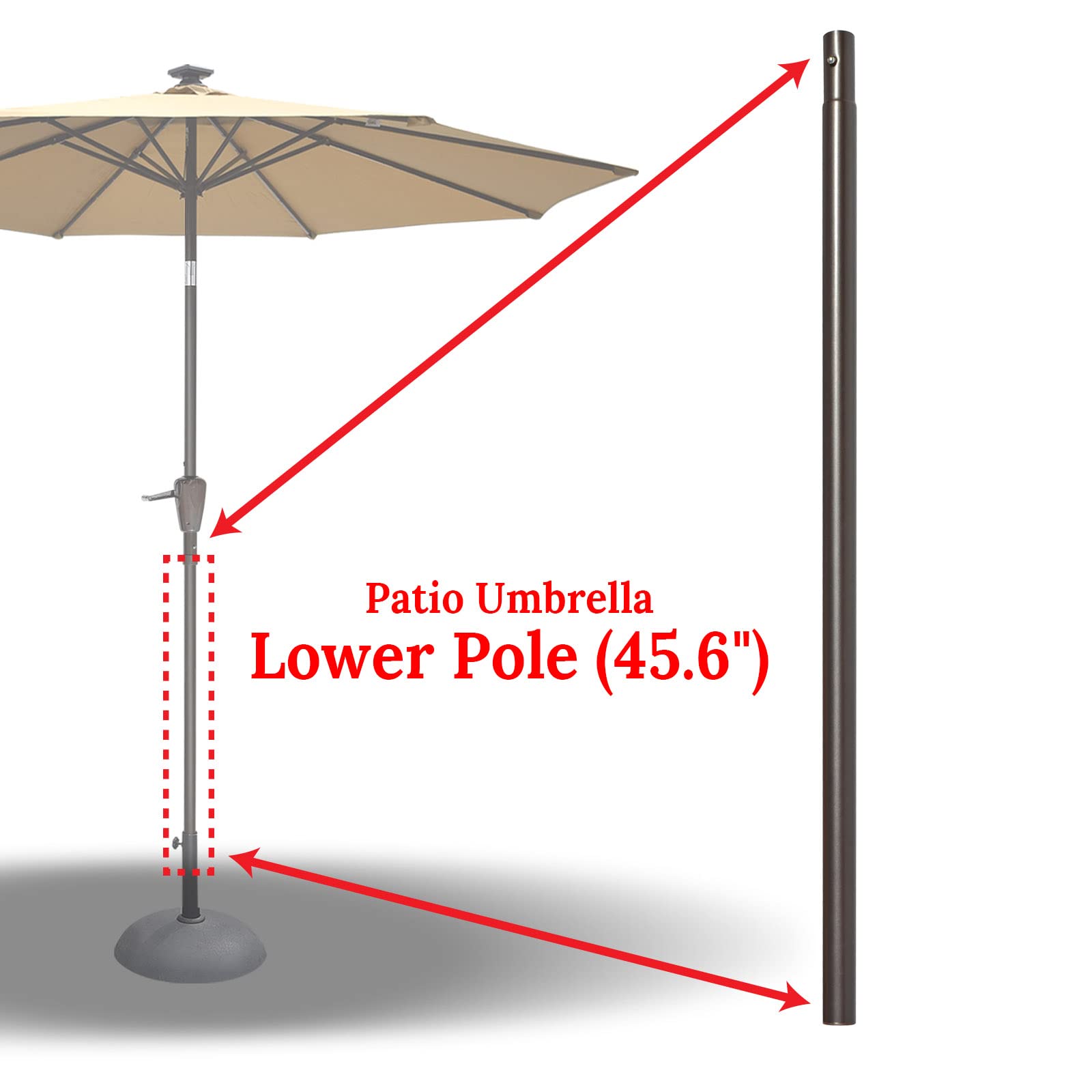 YardGrow Replacement Umbrella Lower Pole for Patio Umbrella with Bullet Buckle - Durable Outdoor Canopy Support for Garden, Poolside & Backyard Relaxation