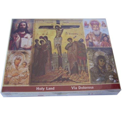 Holy Land Market Large Religious Gift Set with Certificate - Olive Wood Crucifix, 33 Candles & Key Ring (8.5 inches) - Perfect for Christian Home Decor, Baptism Gifts & Church Ceremonies