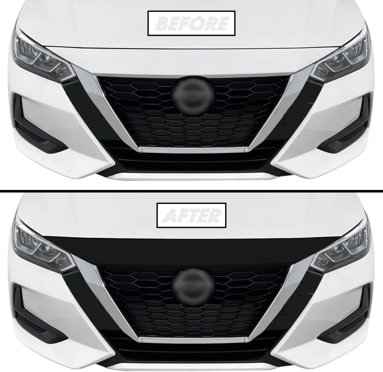 SlickMod Blackout Vinyl Overlay Kit for 2020-2022 Nissan Sentra - Front Bumper & Hood Cover in Satin Black | Easy DIY Installation, Car Customization & Protection Upgrade for Enhanced Style