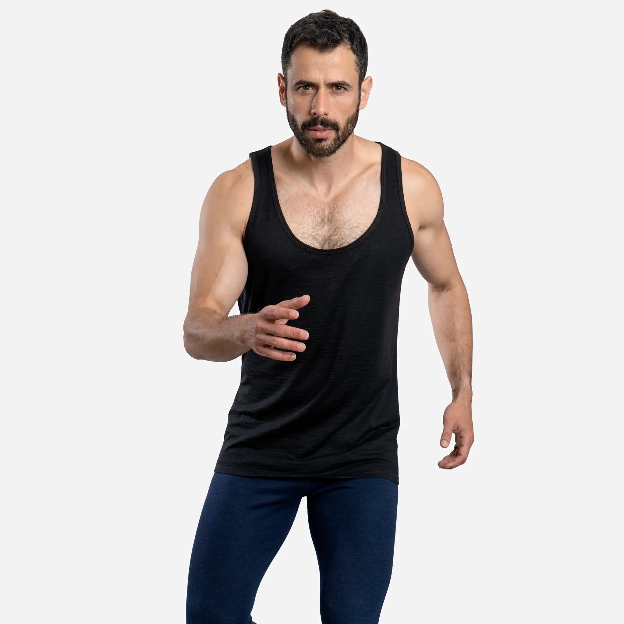 Men's Alpaca Wool Tank Top - Ultra Lightweight 110g Summer Wear for Hiking & Travel