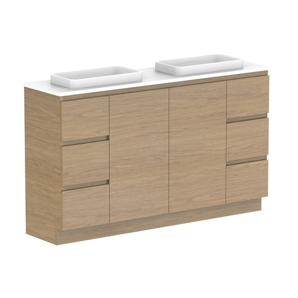 ADP Glacier Pro Ensuite Door and Drawer Trio Vanity with Solid Surface Top - Modern Bathroom Vanity Set with Storage for Home & Hotel Use