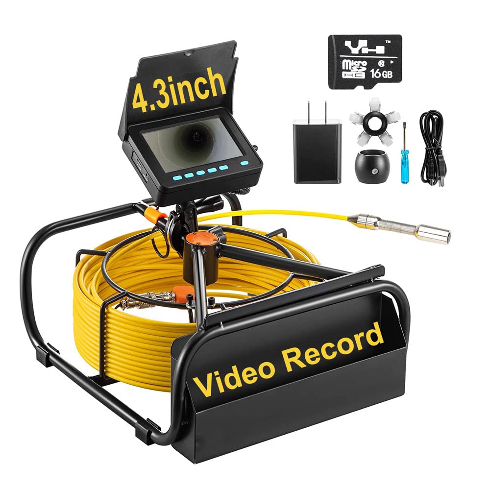 SYANSPAN 23mm Sewer Inspection Camera with 16GB DVR - 100ft/30M Waterproof Endoscope Camera with LED Light for Pipe Inspection - Professional Plumbing Tool for Homeowners & Contractors - Ideal for Drain Clogs, Sewer Line Checks & Home Maintenance