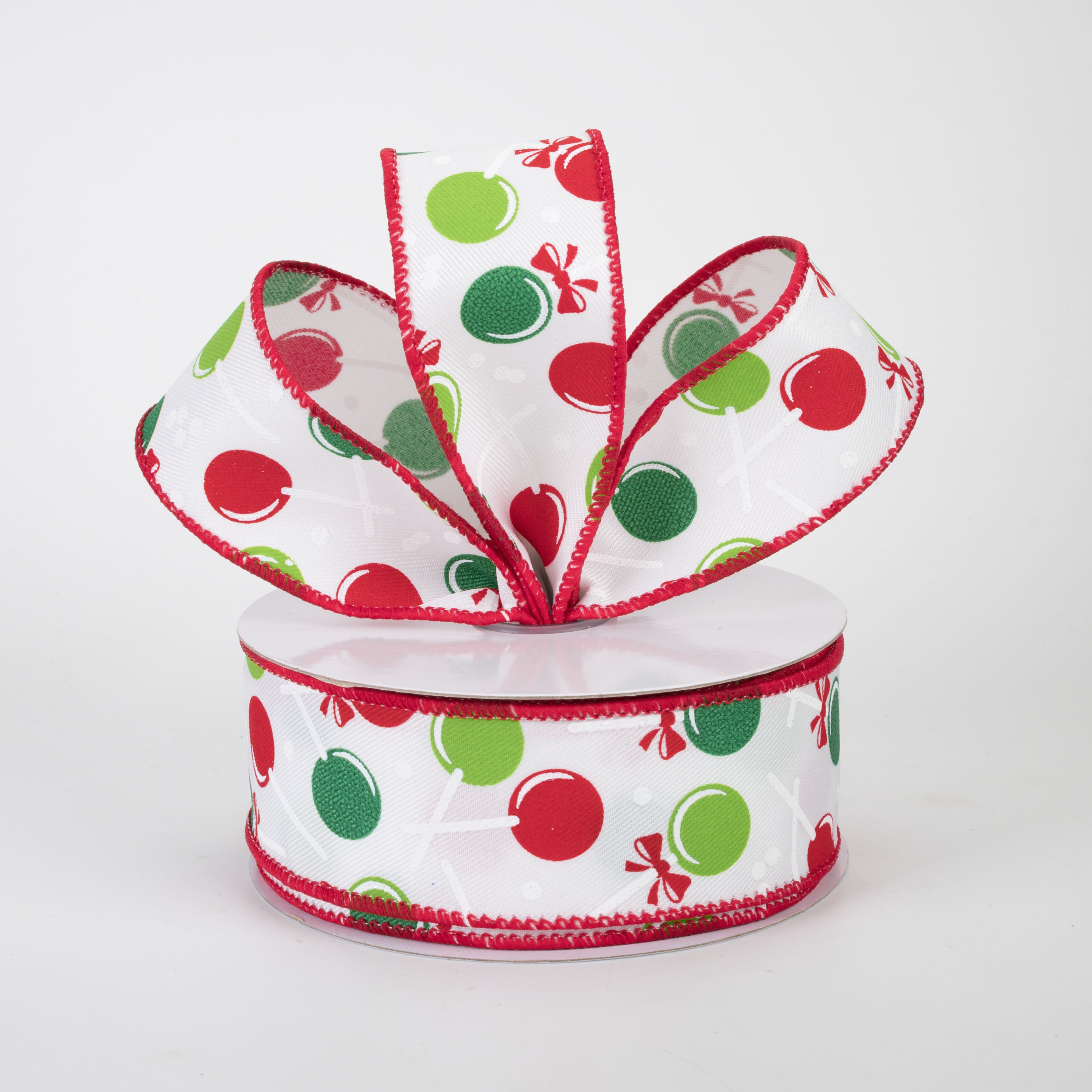 1.5 Inch Lollipop Candy Ribbon - Red & Green Decorative Ribbon (10 Yards) for Gift Wrapping, Party Decorations, and DIY Crafts