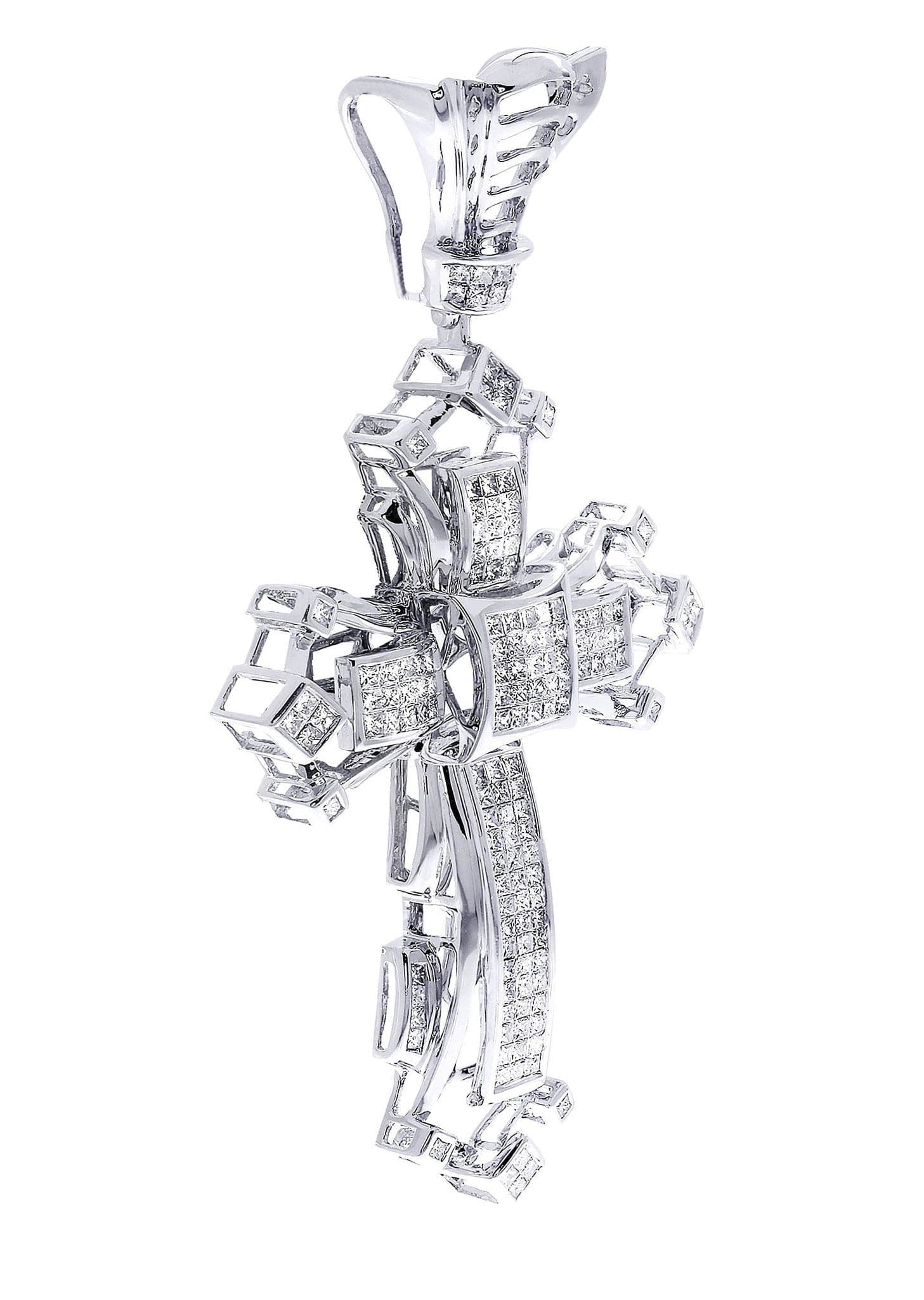 3.74 Carat Diamond Cross Pendant Necklace - 22.88 Grams Solid Gold Religious Jewelry for Women - Perfect for Baptism, First Communion & Special Occasions