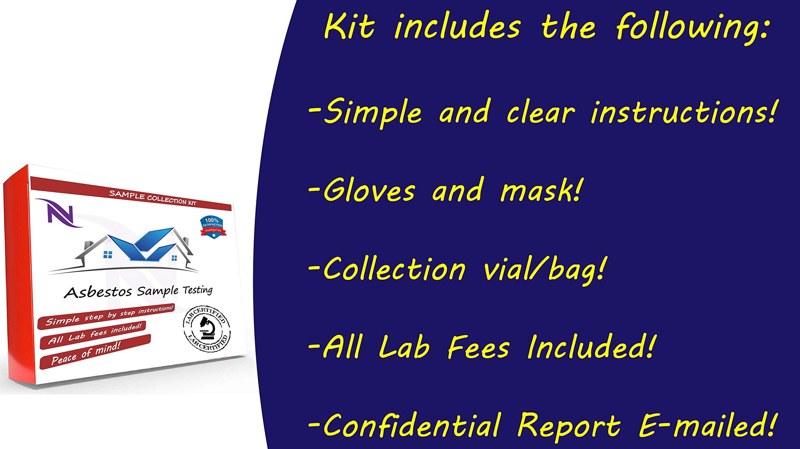 5-Pack Asbestos Test Kit - Includes Lab Fees for Testing Popcorn Ceilings, Tiles, Insulation & Building Materials (72-Hour Results) | Home Renovation Safety & DIY Hazard Detection