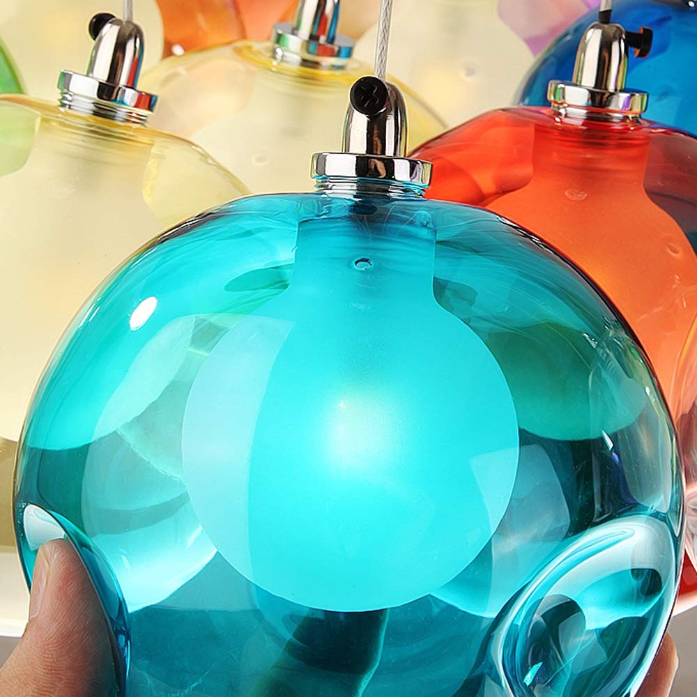19 Bubbles Modern Glass Ball Chandelier - Multi-Colored LED Pendant Light for Stairs, Bedroom, Kids Room, Restaurant, Living Room & Clothing Store - Elegant Lighting for Home & Commercial Spaces