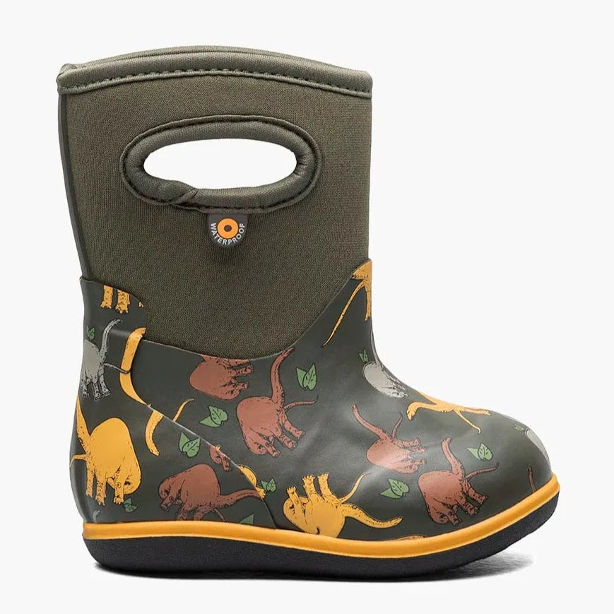 BOGS Green Multi Good Dino Classic Baby Boots - Waterproof & Comfortable Toddler Shoes for Outdoor Play, Rainy Days & Winter Adventures