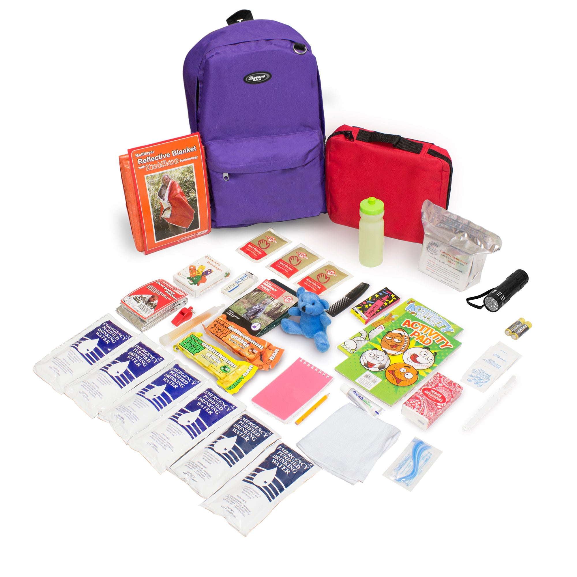 Keep Me Safe 72-Hour Emergency Survival Kit for Kids - Compact & Lightweight (Multiple Colors) - Perfect for School, Camping, and Natural Disasters