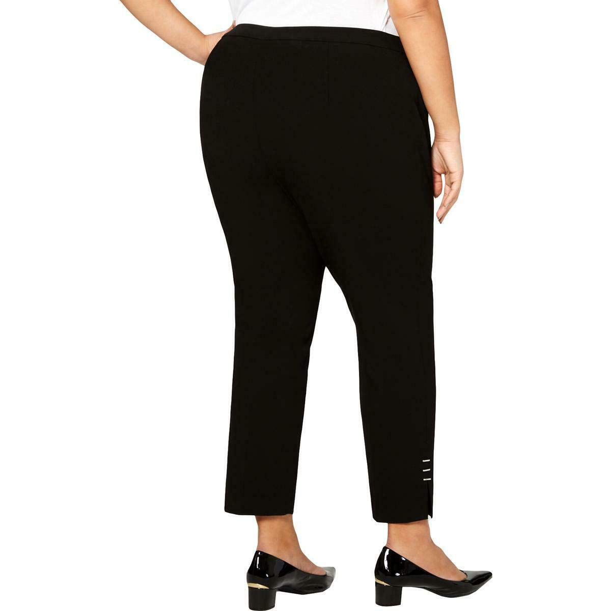Calvin Klein Women's Studded Split Hem Straight Leg Pants - Black Size 14W | Stylish Casual & Office Wear for Women