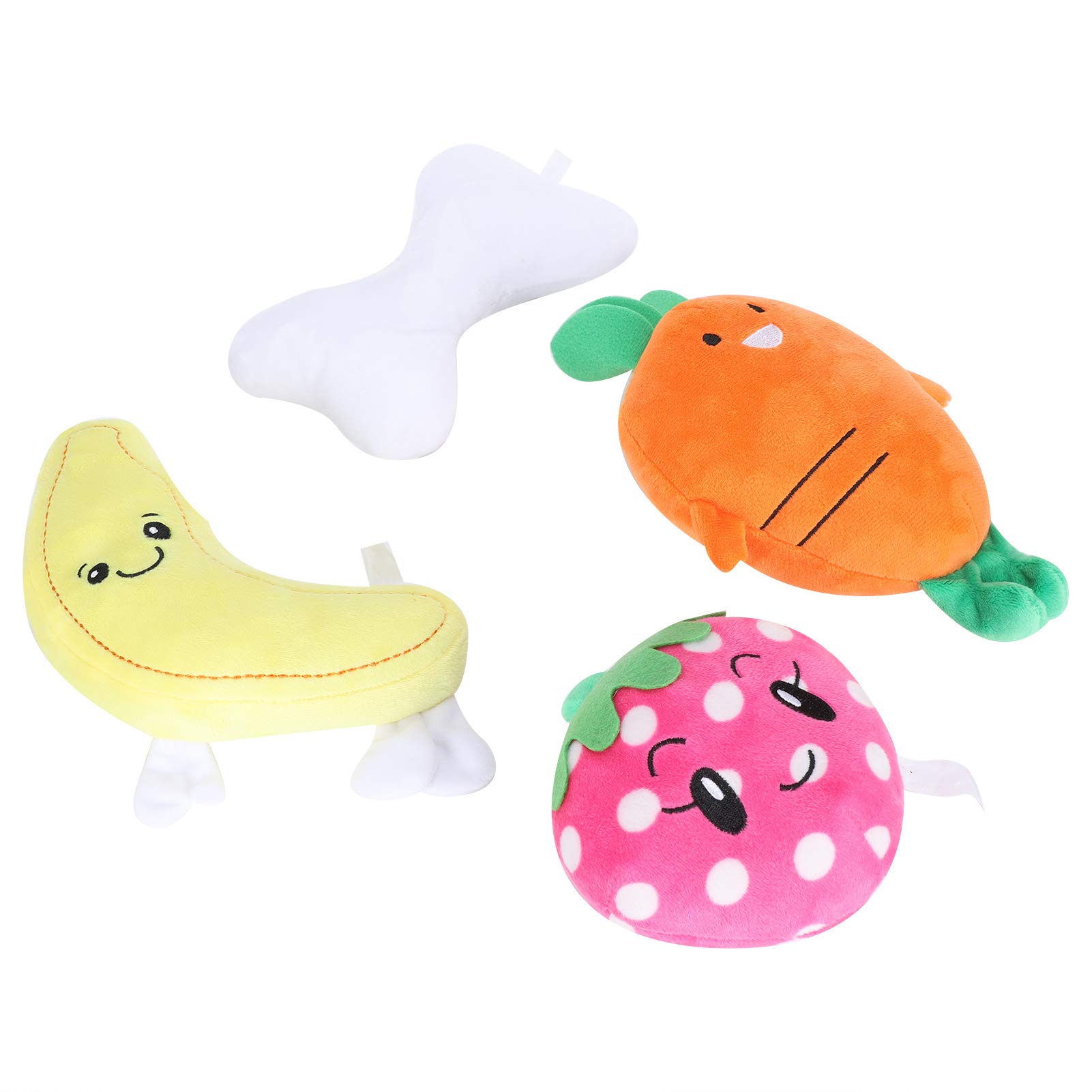 Dense & Firm Soft Squeaky Dog Chew Toys - 4 Pack Plush Pet Toys for Aggressive Chewers - Durable Fabric for Puppy Teething & Playtime