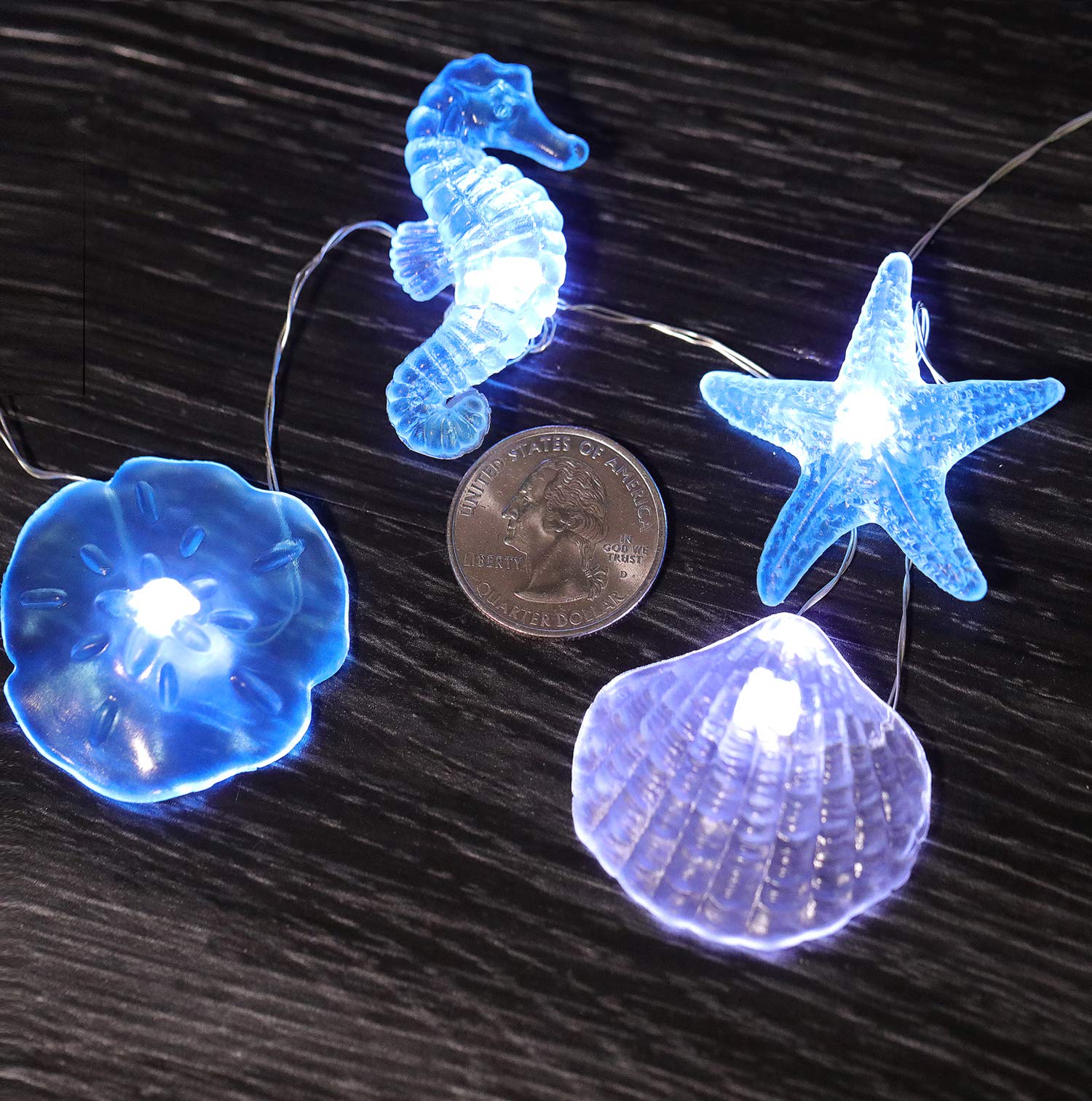 36 LED Cold White Coastal String Lights - 17.5 Ft Waterproof Fairy Lights with Seashell, Seahorse & Starfish Decor for Beach Party, Bedroom, Patio, Garden & Outdoor Decorations | Perfect for Weddings, Christmas & Summer Nights