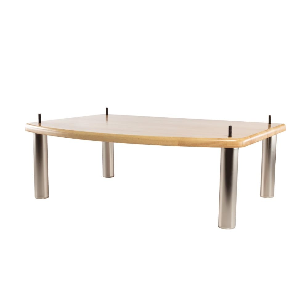 Pangea Audio Vulcan Rack Add-on Shelf - Natural Parawood with Silver Posts | Studio Equipment & Hi-Fi Audio Rack Accessory for Professional & Home Use
