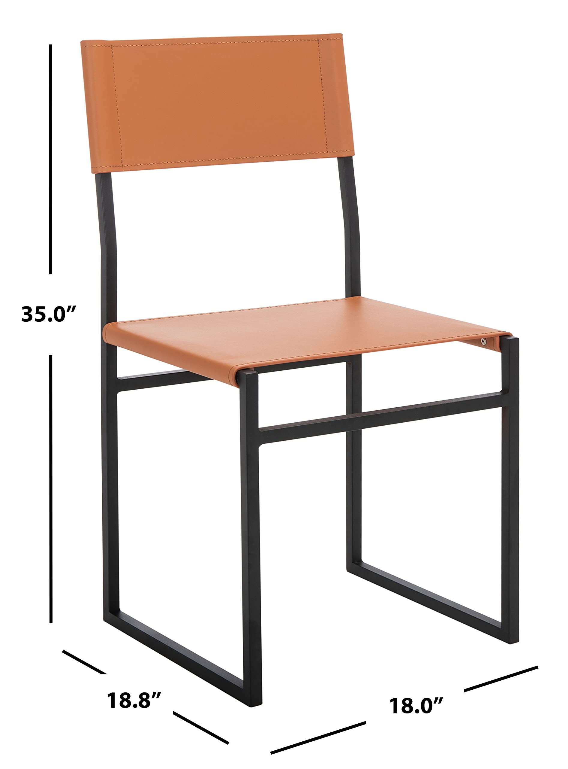 SAFAVIEH Layne Cognac Brown & Black Accent Chair for Living Room & Dining Room - Fully Assembled Modern Home Decor - Perfect for Small Spaces, Apartments & Cozy Corners