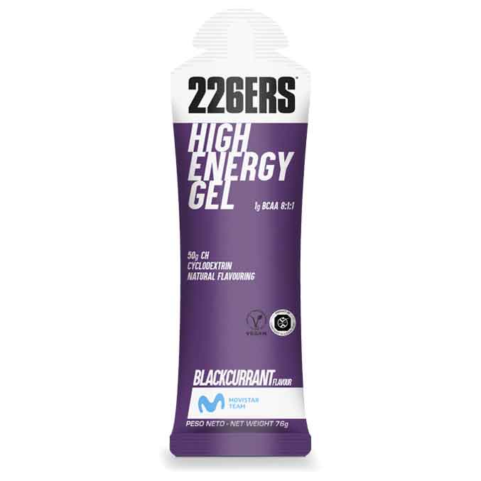 226ERS High Energy Gel 76g - BCAA Black Currant Flavor for Endurance Athletes | Marathon, Cycling & Running Energy Supplement
