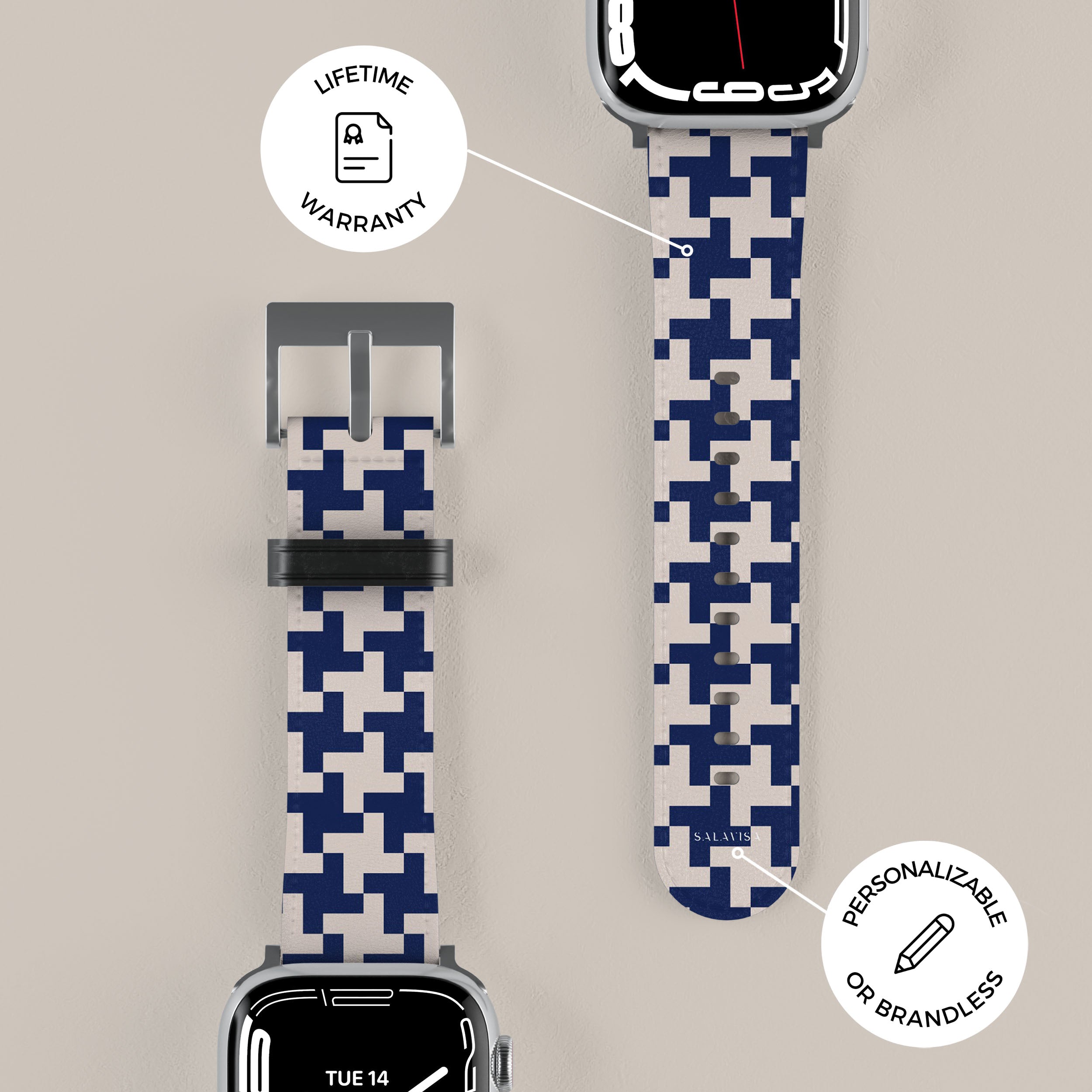 Premium Blue Glen Plaid Apple Watch Band - Stylish & Durable Replacement Strap for Apple Watch Series 1-9 - Perfect for Work, Gym & Everyday Wear