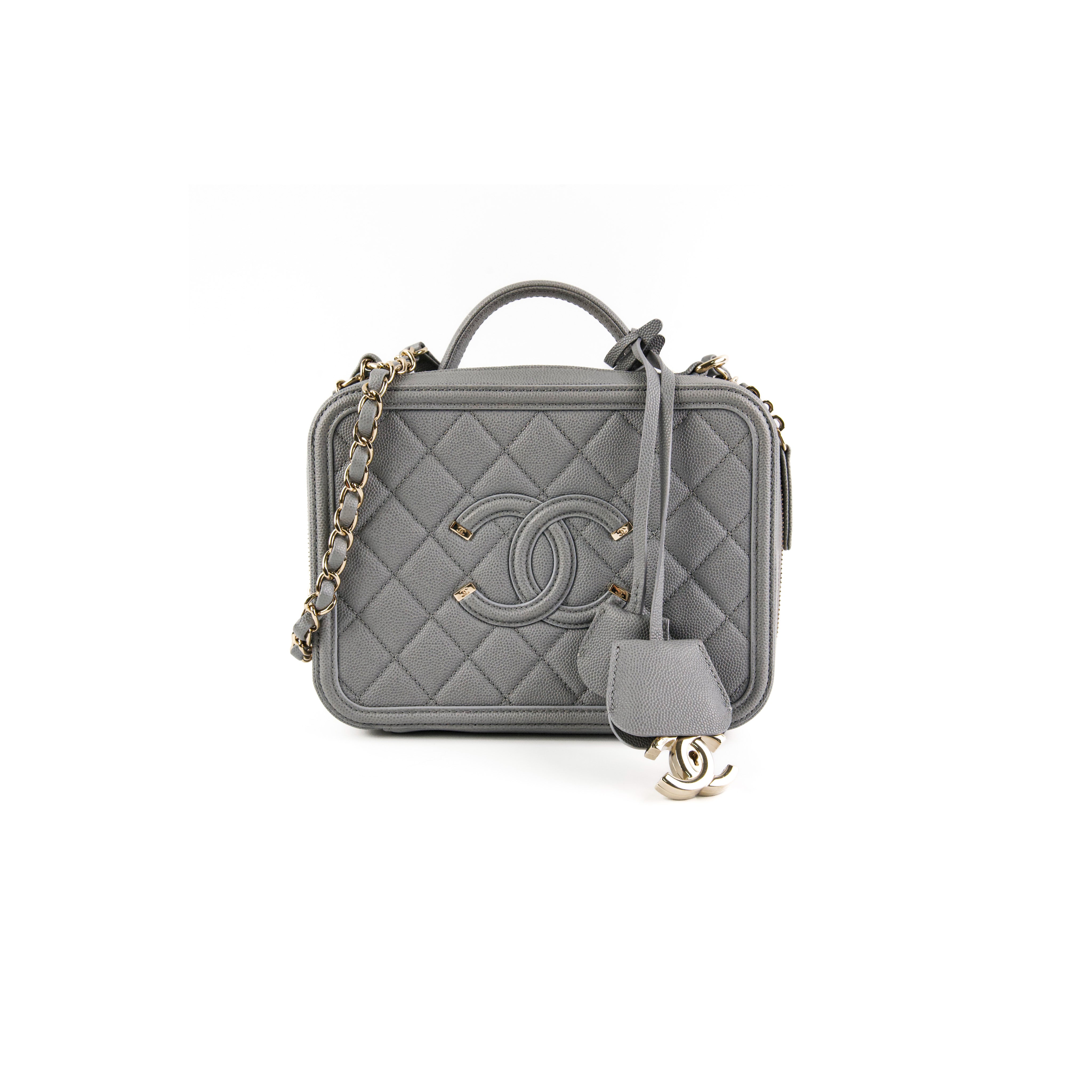 Chanel Medium Filigree Grey Caviar Leather Handbag - Luxury Designer Shoulder Bag for Women | Perfect for Work, Evening Events & Special Occasions