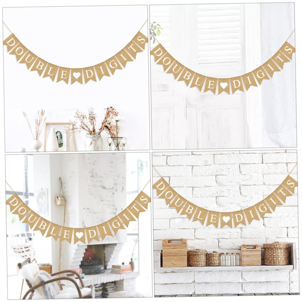 ABOOFAN 10th Birthday Party Decorations - Linen Hay Banner & Photo Backdrop for Farm Theme Celebrations, Kids Birthday Party Supplies, Rustic Party Decor