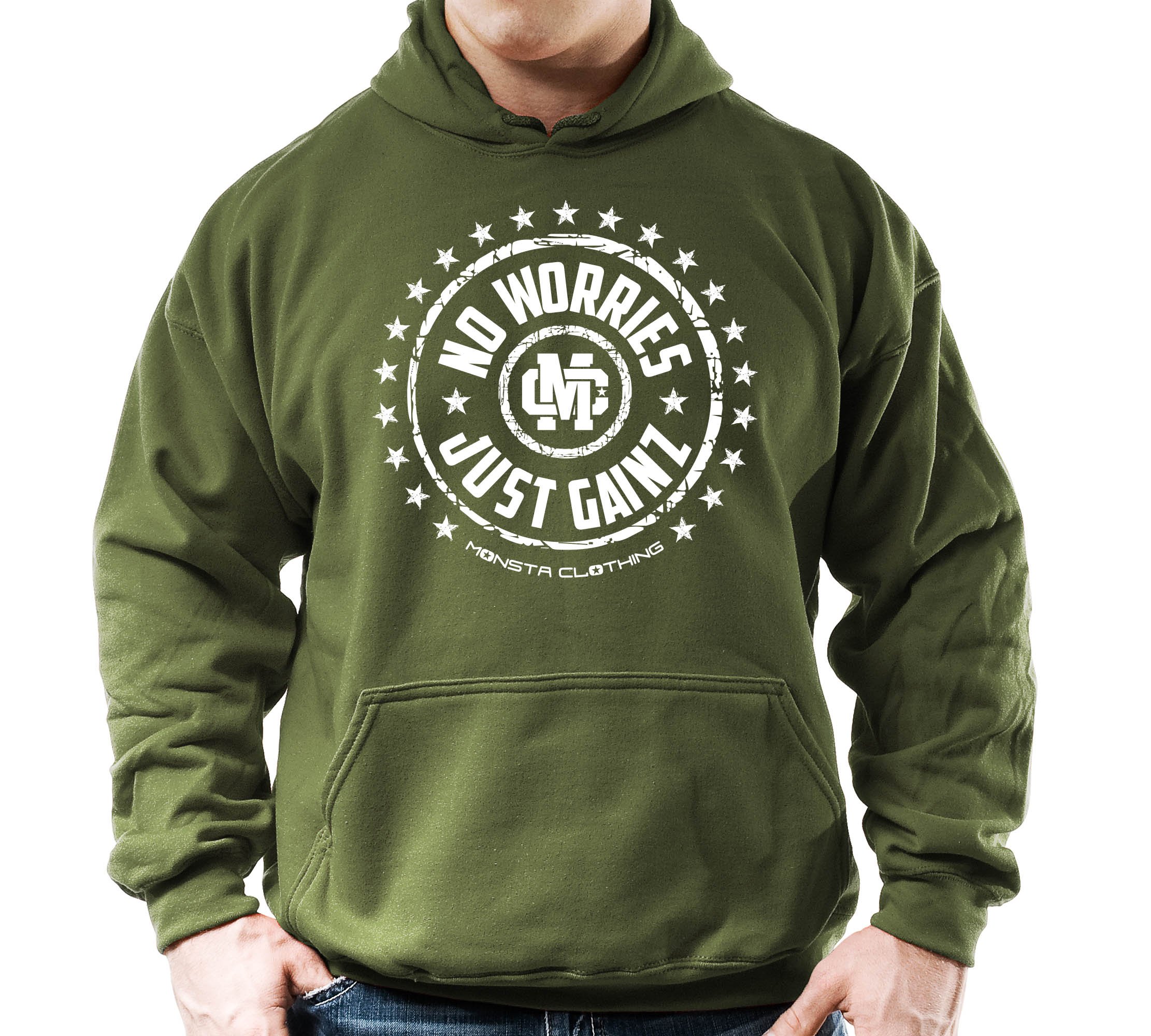 Men's Workout Hoodie - No Worries Just Gains Pullover Sweatshirt for Gym & Streetwear | Comfortable Training Hooded Sweater for Fitness & Casual Wear