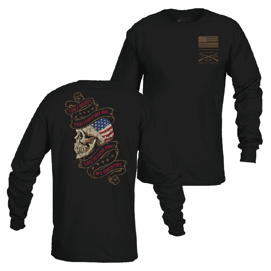 One Life Long Sleeve Shirt for Men - Black Cotton Crewneck T-Shirt - Casual Wear & Street Style Outfits
