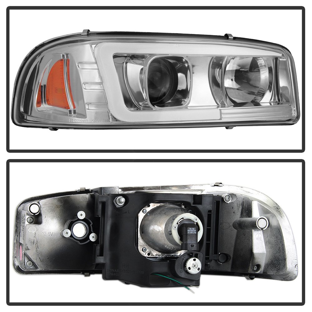 ACANII LED Projector Headlights for 1999-2006 GMC Sierra Yukon Denali - Bright White Light Tube Headlamps Pair (Driver & Passenger Side) - Perfect for Night Driving & Off-Road Adventures