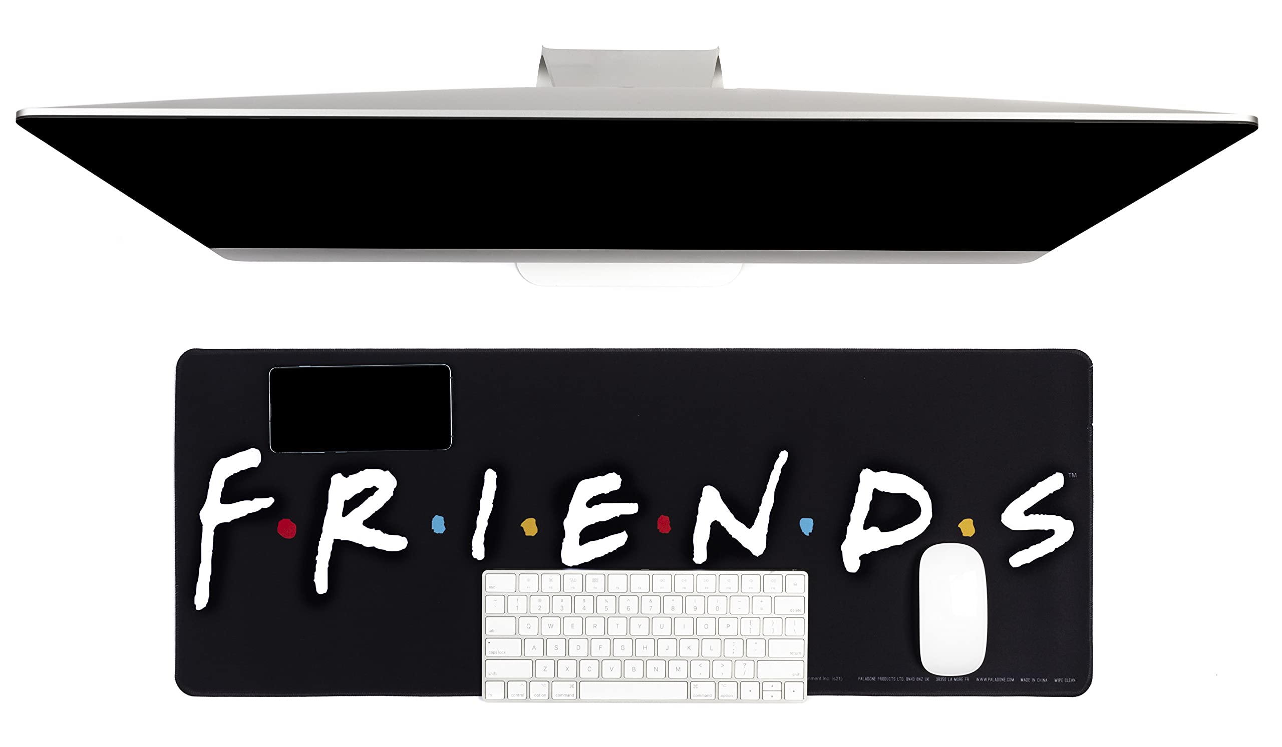 Paladone Friends TV Show Logo Desk Mat 40x80cm - Non-Slip Office Desk Blotter & Laptop Mat for Work & Home - White Large Mouse Pad - Perfect for Office Setup, Gaming & Study (PP8827FR)