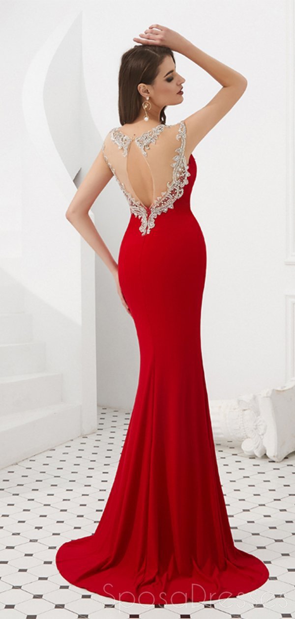 Elegant Red Beaded Mermaid Prom Dress with Cap Sleeves for Evening Party & Formal Events | Perfect for Homecoming, Prom Night, and Special Occasions