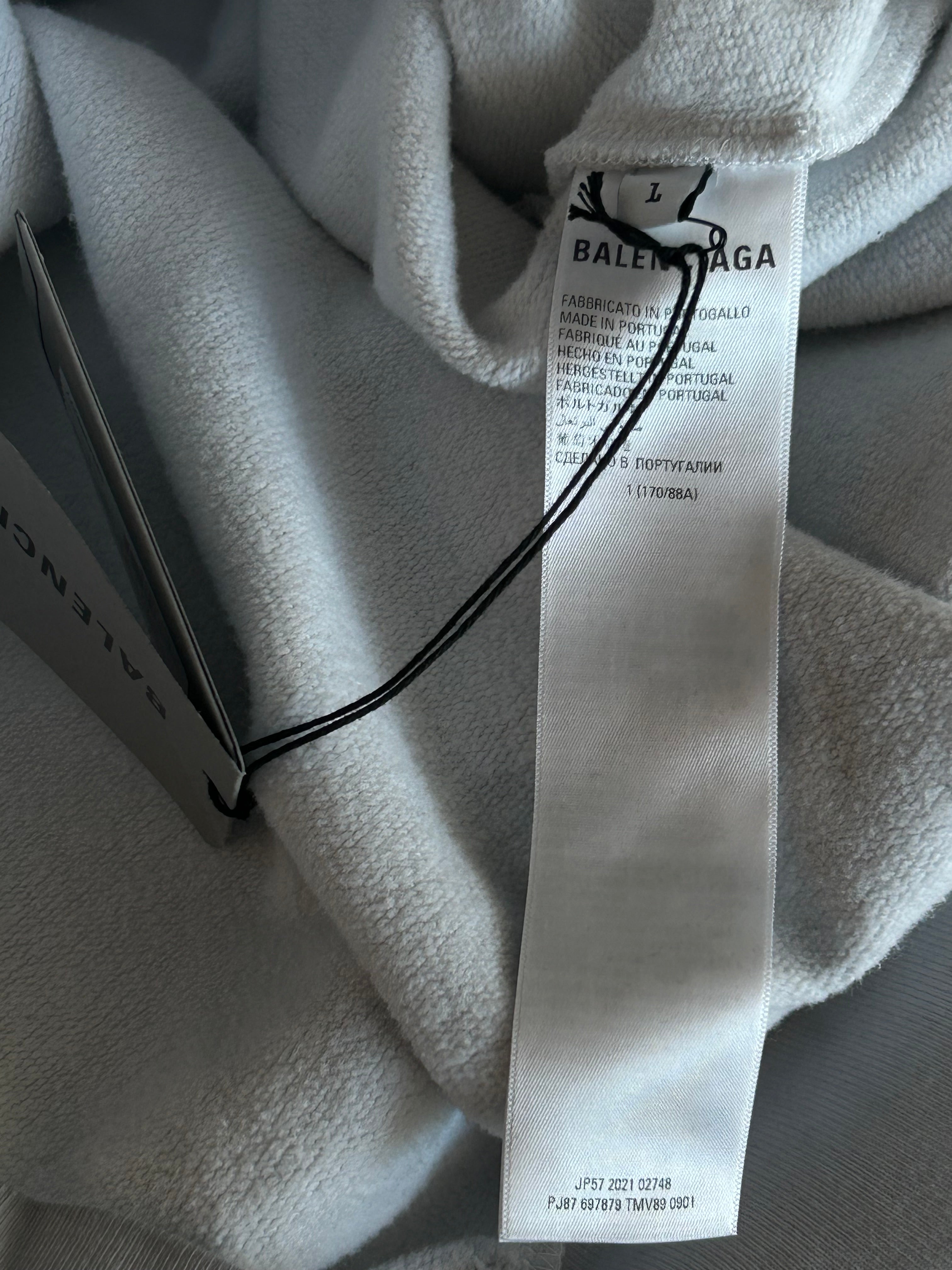 Balenciaga Grey & Red Metal Logo Distressed Hoodie - Stylish Streetwear for Men & Women | Perfect for Casual Outfits, Urban Fashion & Winter Layering