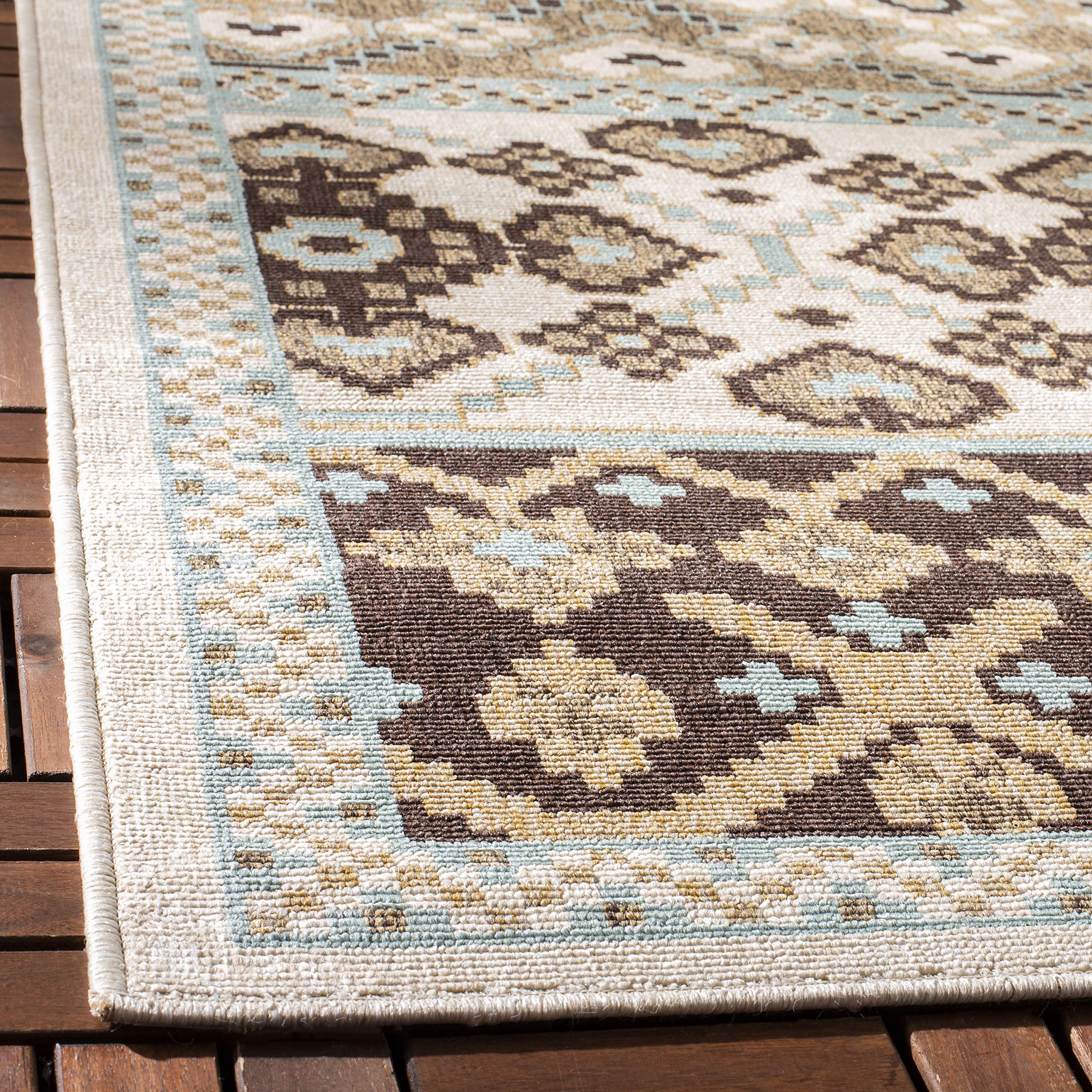 SAFAVIEH Veranda Collection 8' x 10' Red & Chocolate Boho Design Non-Shedding Area Rug - Easy Care Indoor/Outdoor Washable Rug for Living Room, Bedroom, Patio, Backyard & Mudroom (VER093-0332)