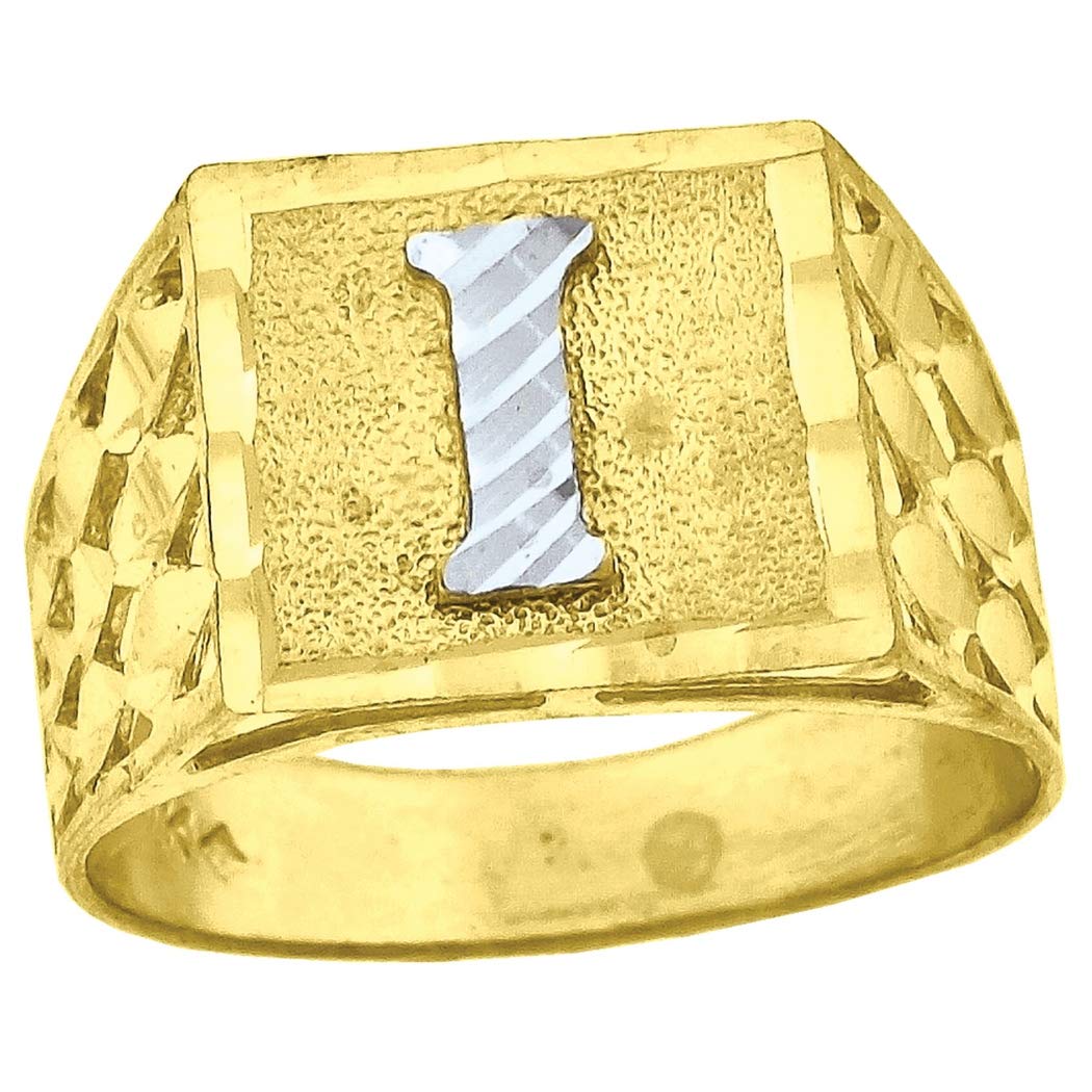 10K Two-Tone Gold Men's DC Textured Initial Letter 