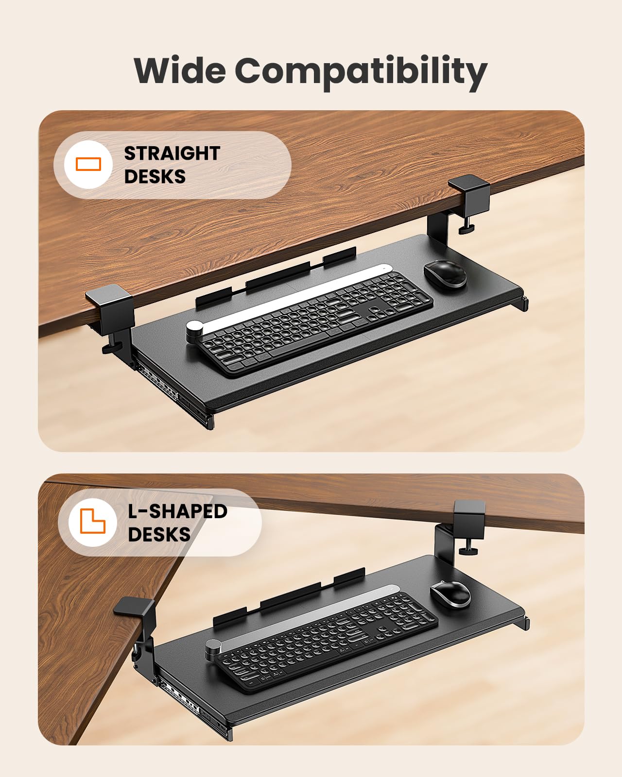 ErGear Adjustable Under Desk Keyboard Tray - 26.38