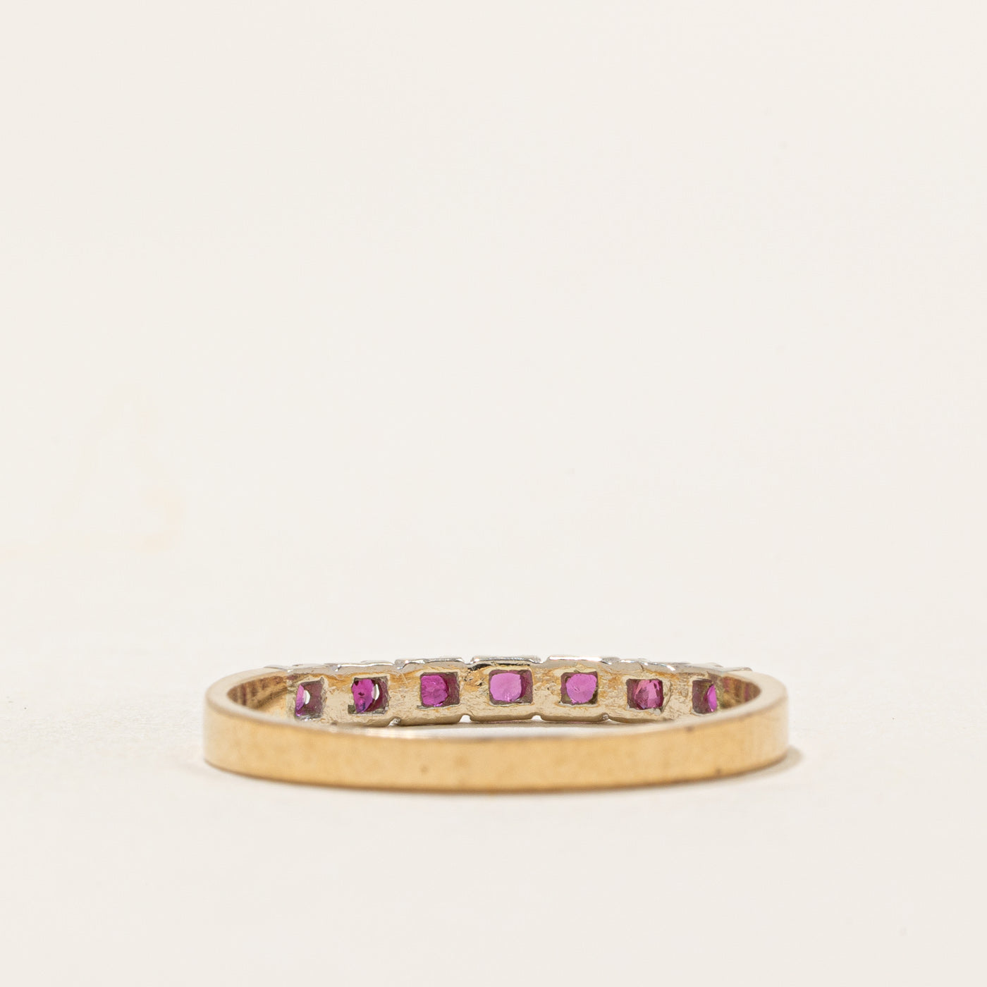 Semi Eternity Ruby Ring | 0.07ctw Genuine Ruby | Size 6.5 | Elegant Wedding Band, Anniversary Gift for Her, Valentine's Day Jewelry