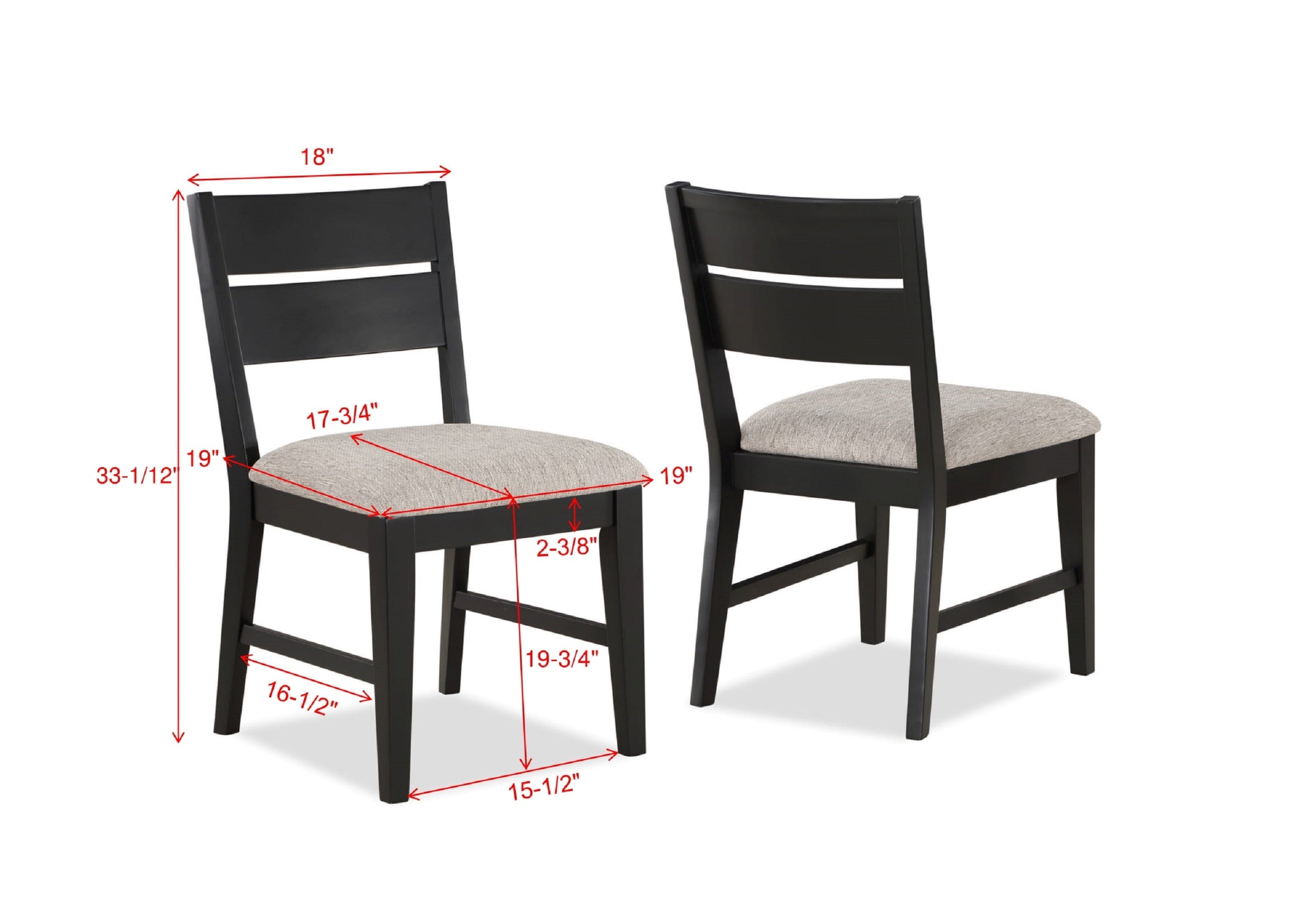 Modern 2-Piece Upholstered Dining Chairs with Ladder Back Design - Dark Wood Frame & Gray Fabric Seats - Perfect for Kitchen, Dining Room, or Breakfast Nook - Comfortable & Stylish Home Furniture Set