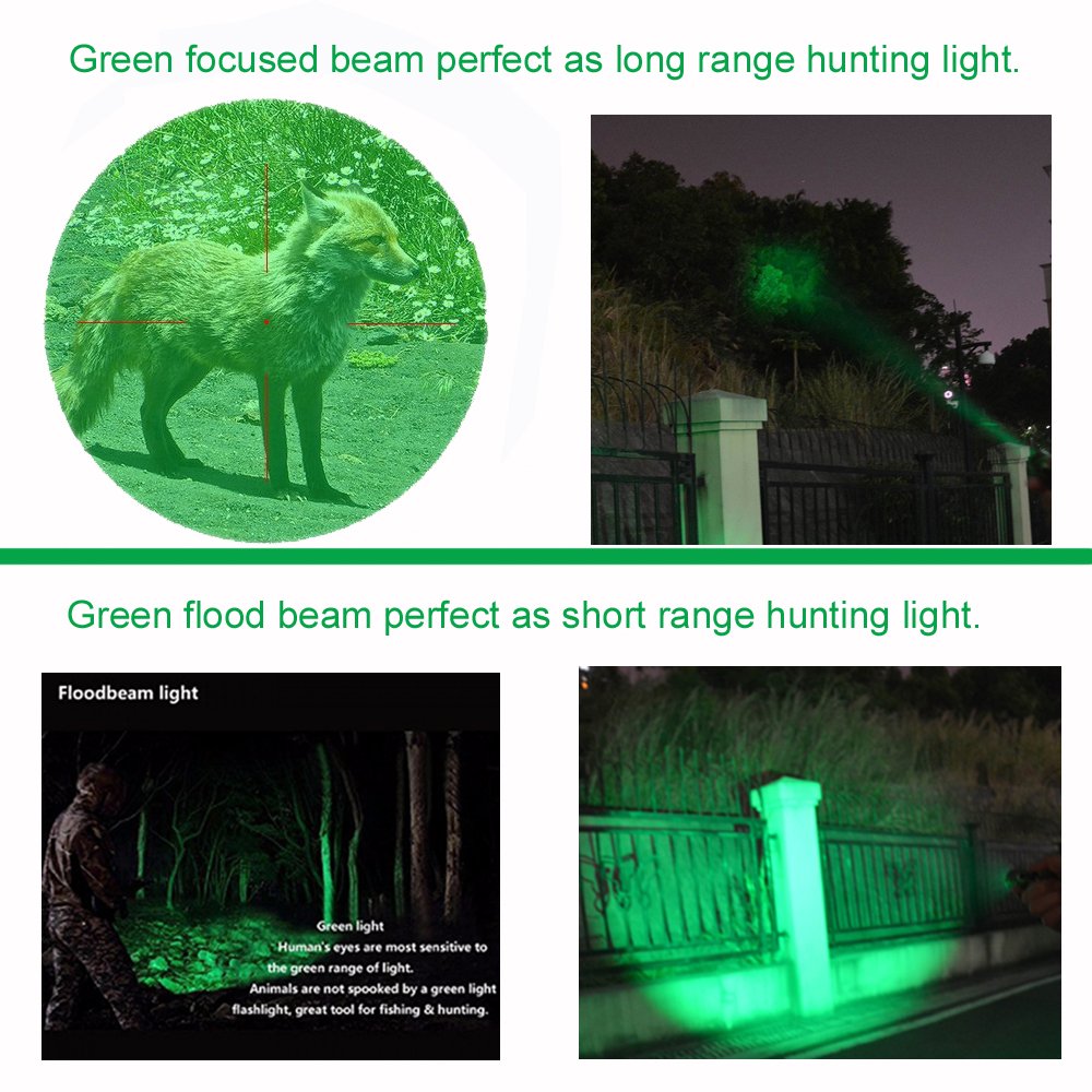 Single Mode Green LED Flashlight for Hunting & Night Observation - Compact Mini Green Light Torch for Outdoor Adventures, Camping & Security Use