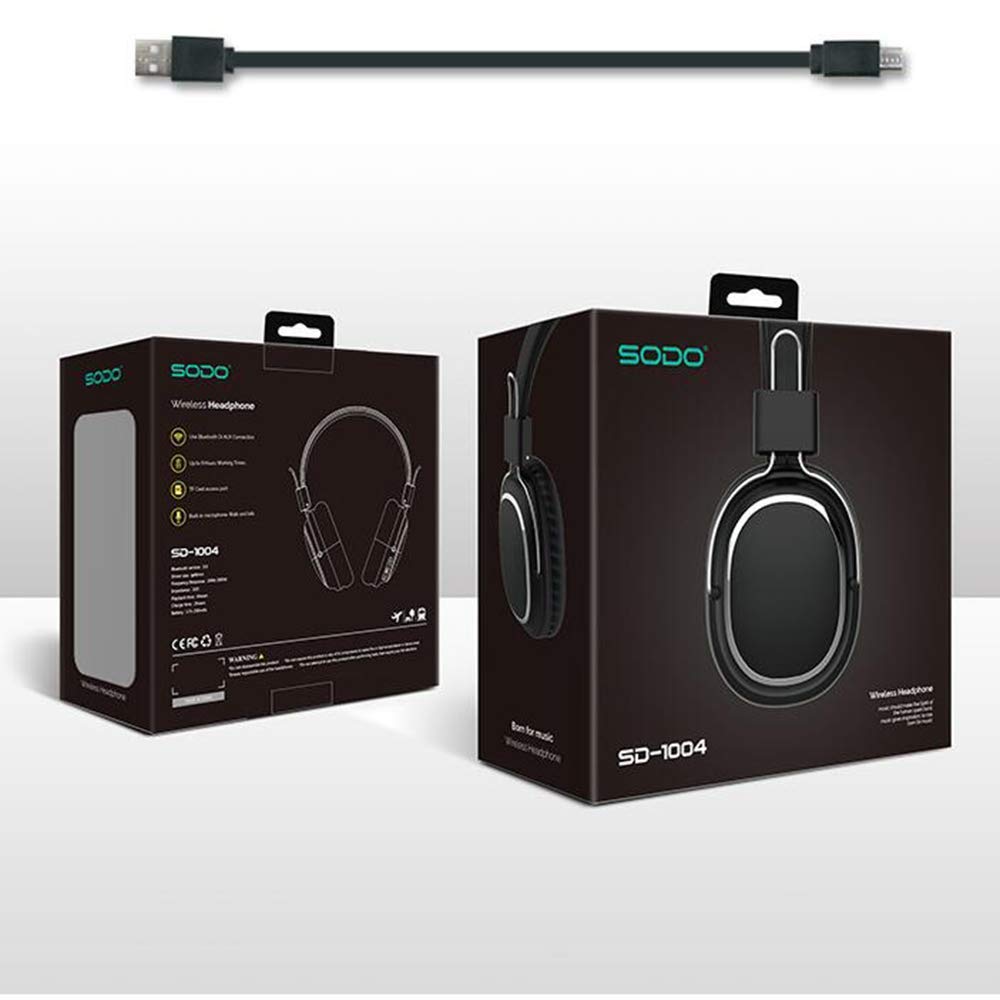 ADITAM Foldable Wireless Bluetooth Headphones with Soft Memory Protein Earmuffs, Built-in Mic for Calls - Compatible with TV/PC/Phone (Black) - Perfect for Work, Travel & Gaming