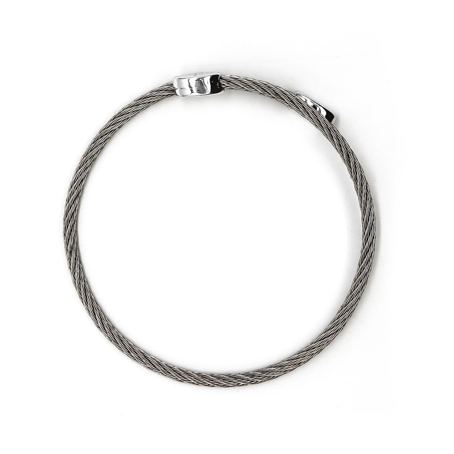 ROMALI Stainless Steel Twisted Cable Bracelet with Polished Oval End Caps - Trendy Unisex Jewelry for Everyday Wear & Special Occasions