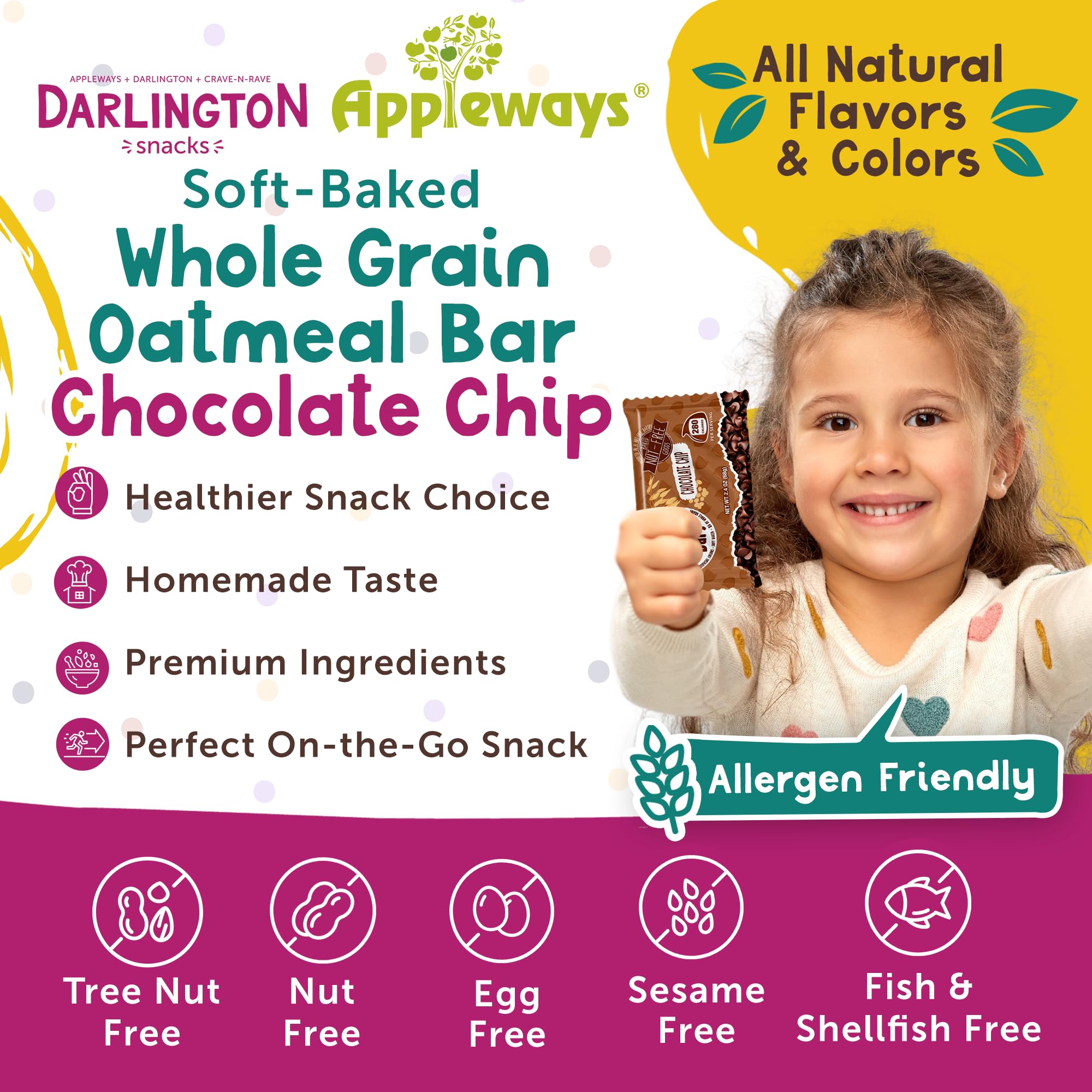 Individually Wrapped Chocolate Oatmeal Bars - 160 Count (24 lbs) - USA Made Oatmeal Chocolate Chip Snacks - 2.4 Oz Each - Perfect for School Lunches, Office Snacks & On-the-Go Energy