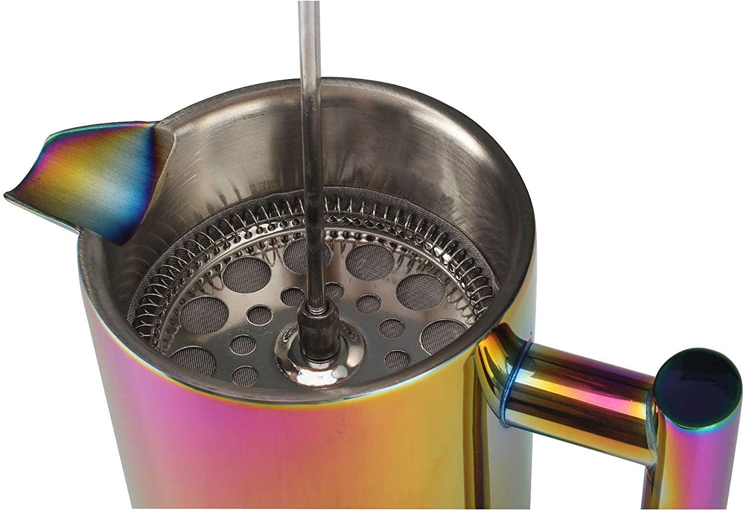 Stainless Steel French Press Coffee Maker - 12oz/350ml Small Double Walled for 1-2 Cups | Rainbow Design | Perfect for Home, Office & Travel | BPA-Free & Durable