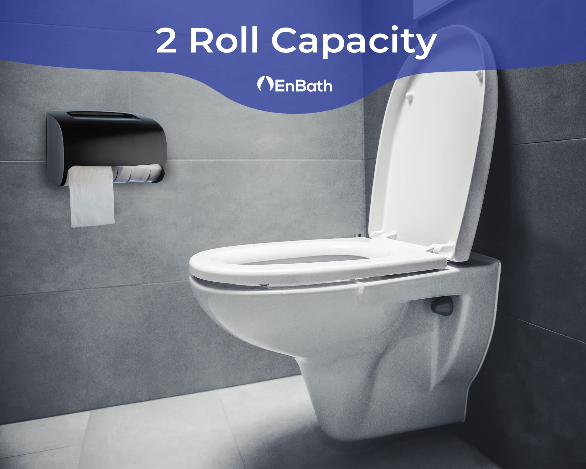 Commercial Double Roll Toilet Paper Dispenser - Wall Mounted 2 Roll Locking Tissue Holder, Compact Side by Side Design (Black) - Perfect for Restrooms, Offices, and High-Traffic Public Spaces