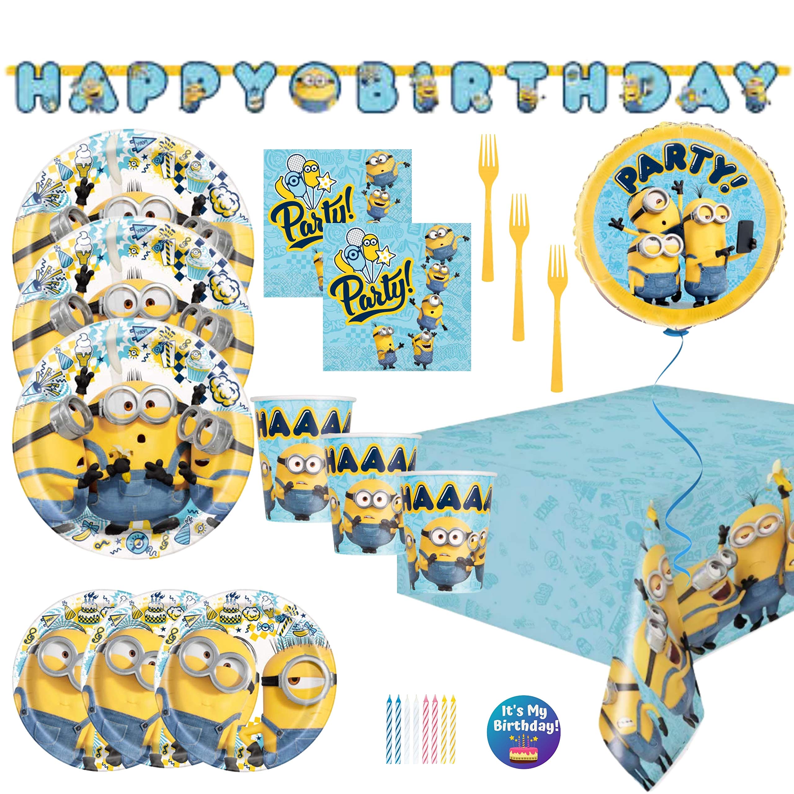 Despicable Me Minions 87-Piece Birthday Party Set - Wicked Good Gift for 16 Guests | Party Decorations, Supplies & Favors for Kids Birthday, Themed Events & Movie Nights