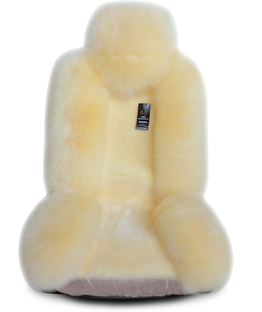Premium Fluffy Wool Car Seat Covers Set - 4pc Luxury Front & Rear Seat Protectors (Beige) for SUVs, Sedans & Trucks - Soft & Warm Winter Car Accessories for Comfortable Driving