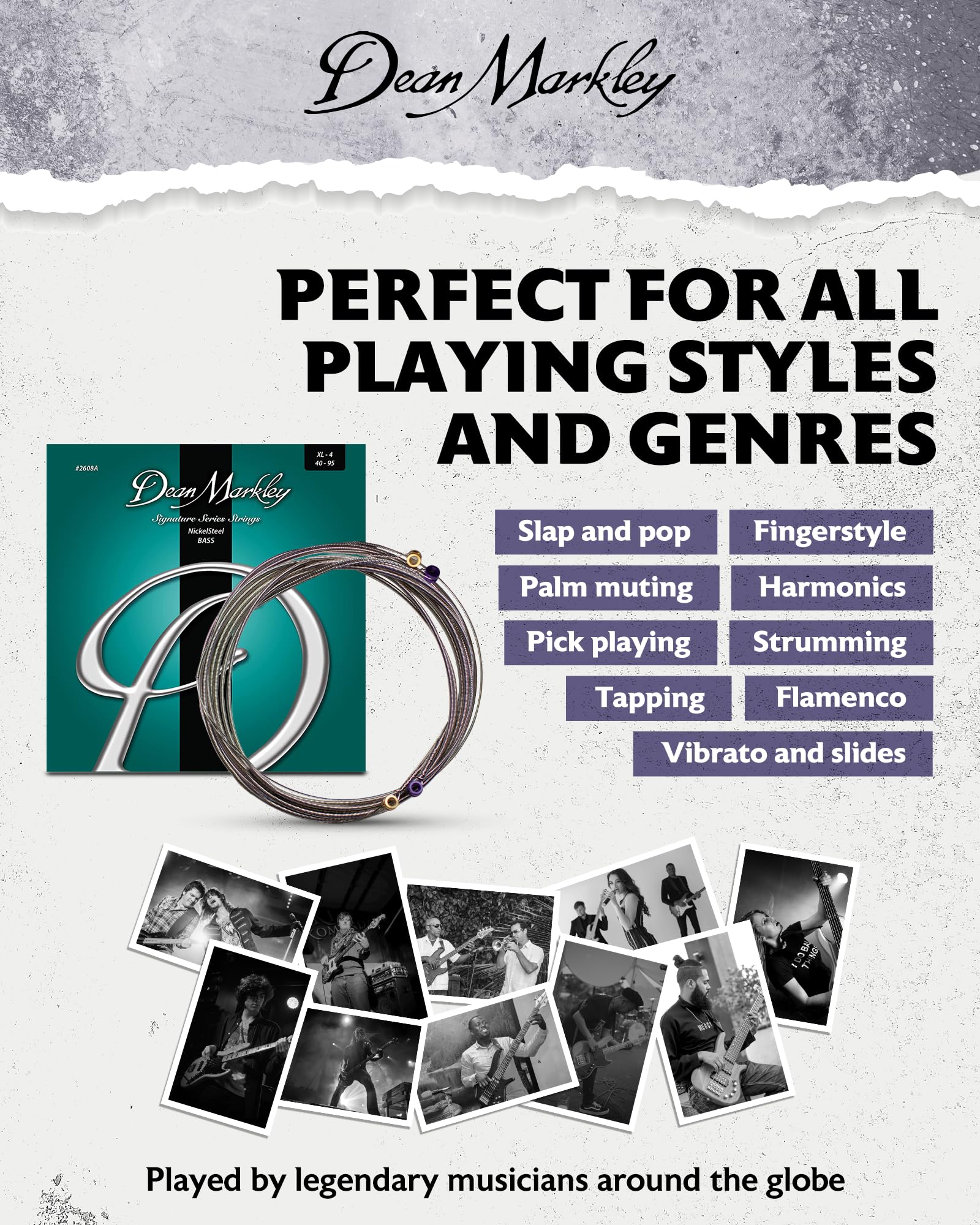 Premium NickelSteel Signature Bass Guitar Strings 4-String Set - Roundwound Electric Bass Strings Extra Light (40-95 Gauge) | Long-Lasting Tone for Rock & Roll | Made in USA | Perfect for Studio Recording, Live Performances & Professional Bassists