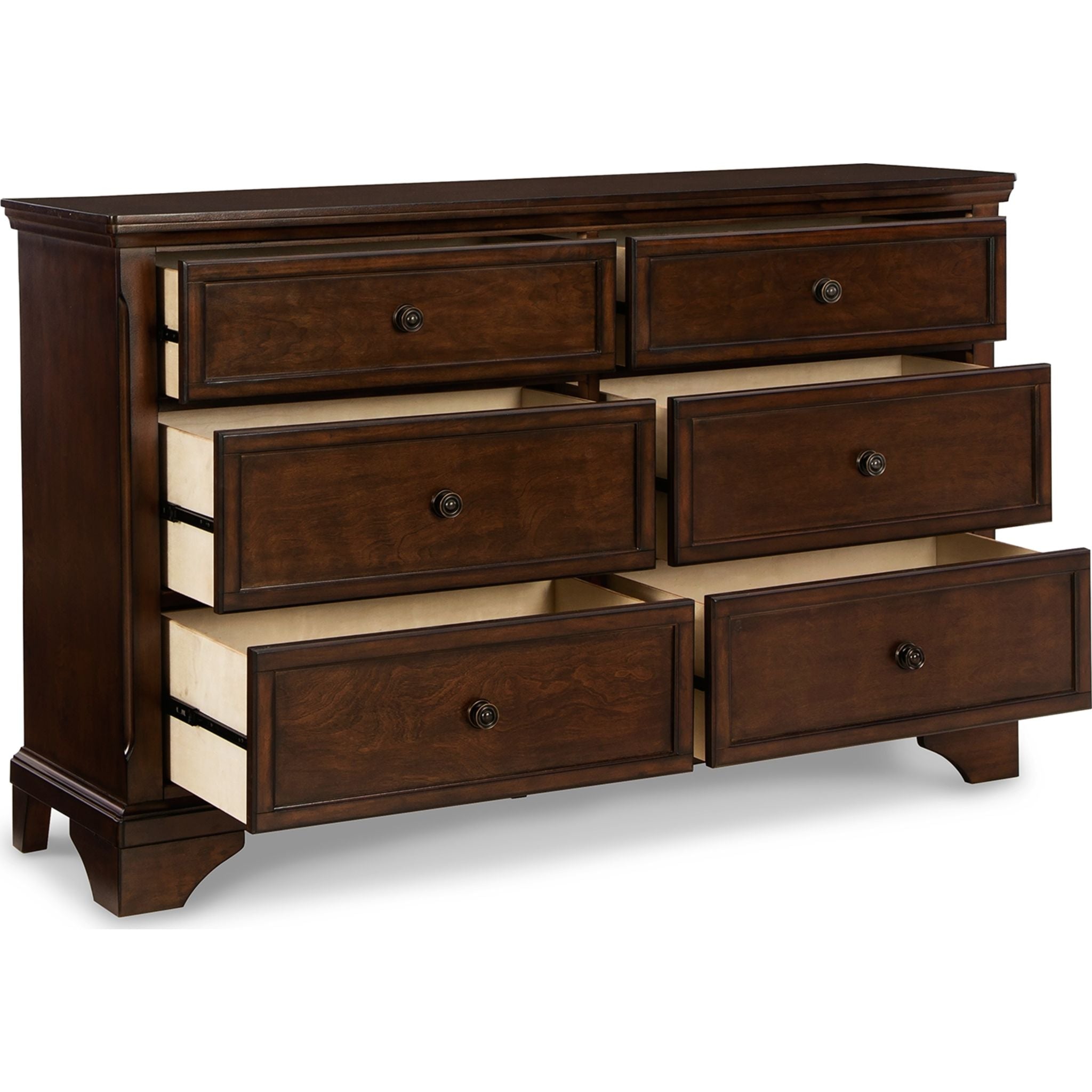Brookbauer Rustic Brown Wood Dresser - Farmhouse Style 6-Drawer Chest for Bedroom, Living Room & Home Storage