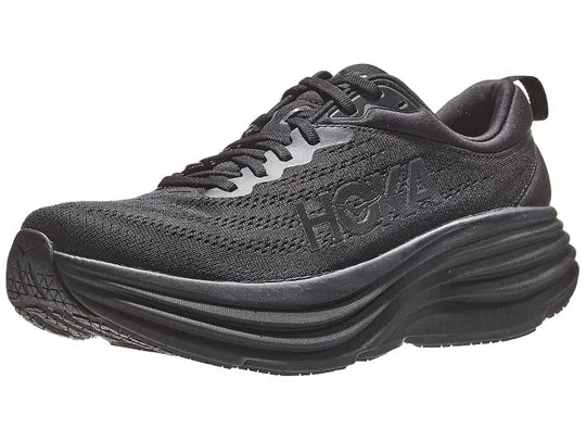 HOKA Men's Bondi 8 Wide Running Shoes - Black/Black | Cushioned Road Shoes for Long Distance Running & Walking | Perfect for Marathon Training, Jogging & Everyday Comfort