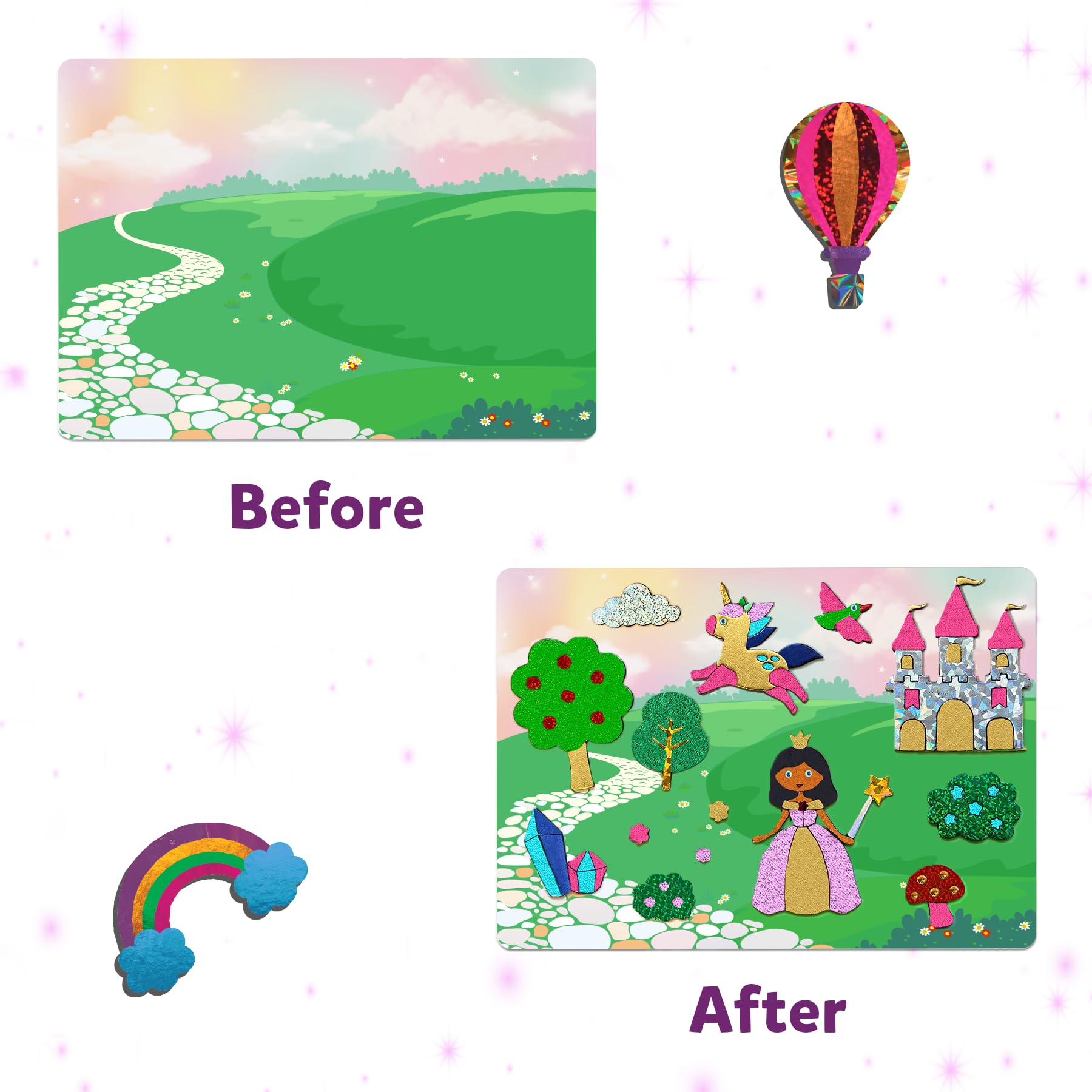 Skillmatics Foil Fun Unicorns & Princesses Art Kit - Mess-Free DIY Craft Supplies for Kids Ages 4-9, Easter Basket Stuffers, Travel Toys & Creative Gifts - Perfect for Birthday Parties, Classroom Activities & Family Craft Time