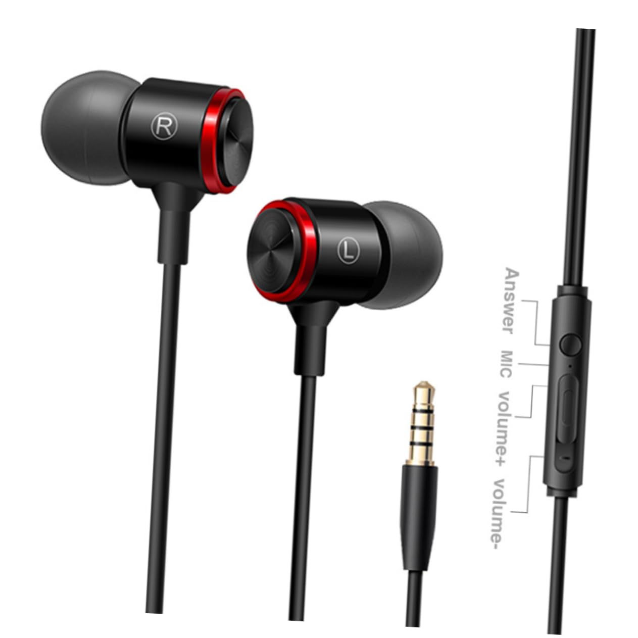 Mikikit 3-Piece High Fidelity Metal In-Ear Wired Earphones with Enhanced Bass - Noise Isolating Earbuds for Computer, Smartphone, Gaming & Music Listening