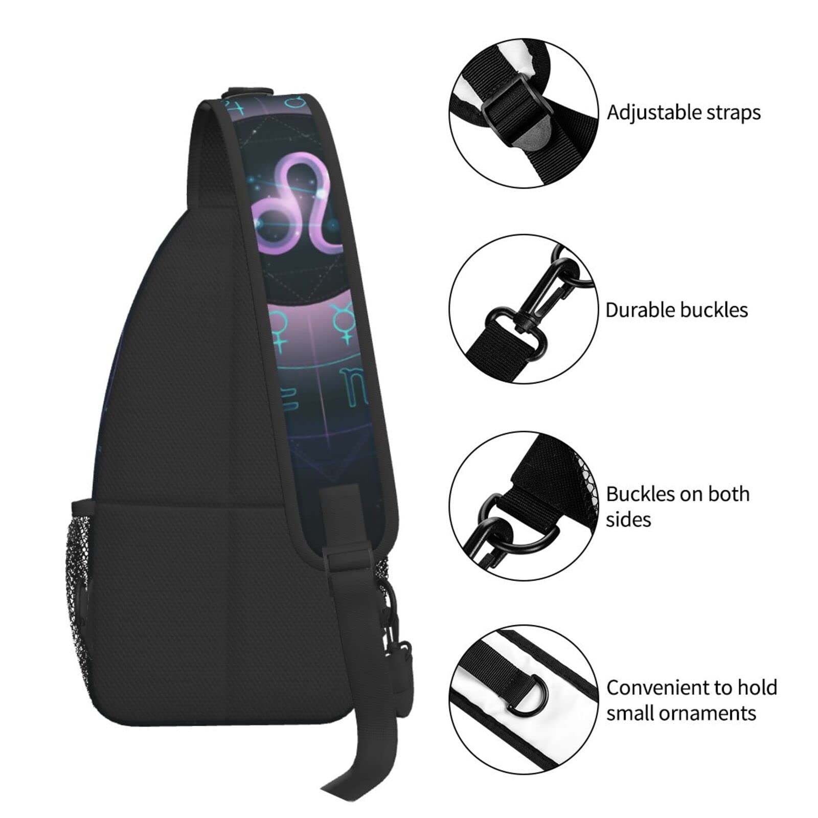 Leo Chest Bag Shoulder Bag - Zodiac Constellation Sling Backpack for Men & Women | Casual Travel, Hiking, Festival & Everyday Crossbody Bag