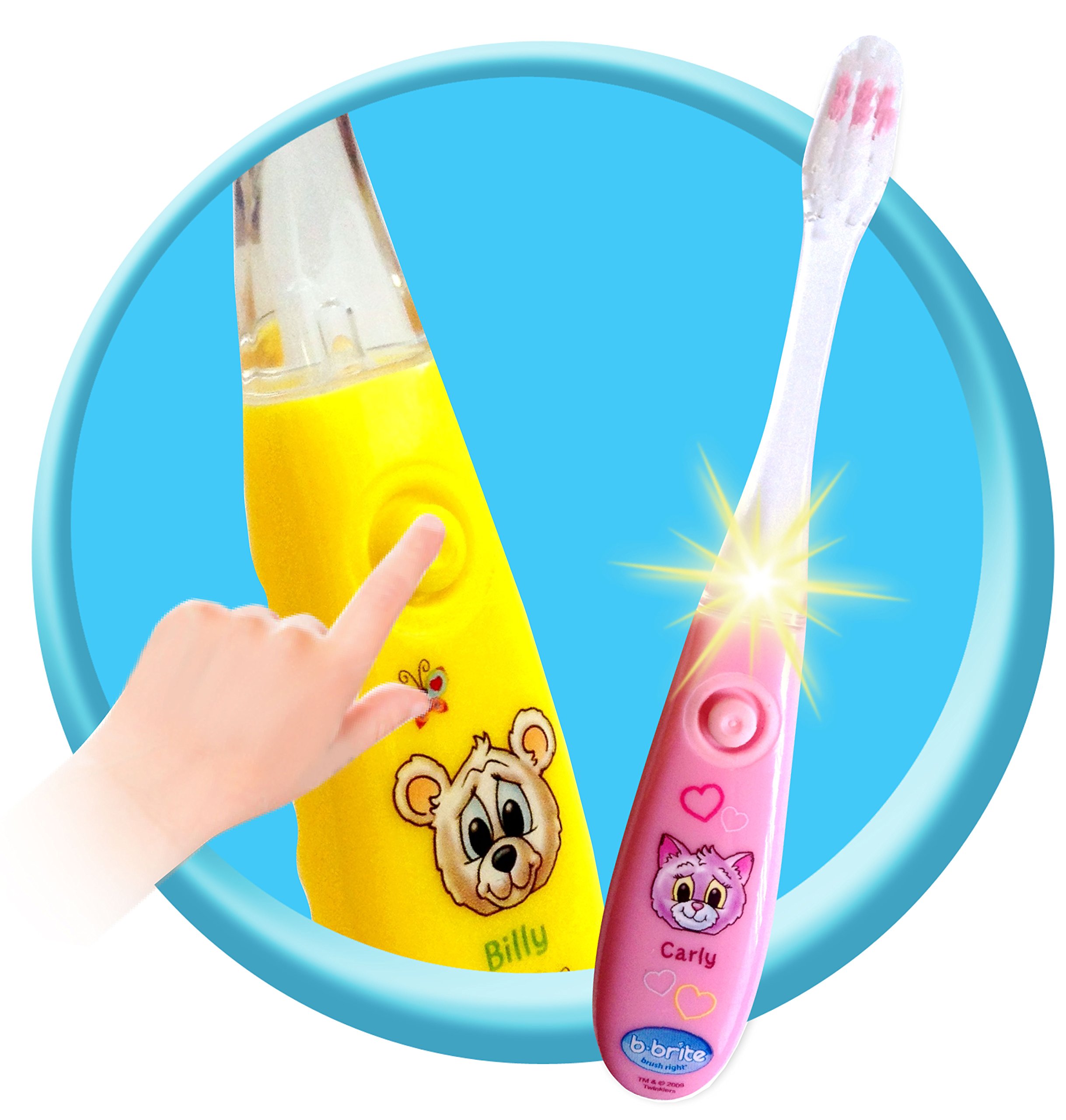 Kids Electric Toothbrush with Flashing Timer - Pack of 3 for Girls - Club Cutie Design | Fun Way to Encourage 2-Minute Brushing Habit for Children's Dental Care